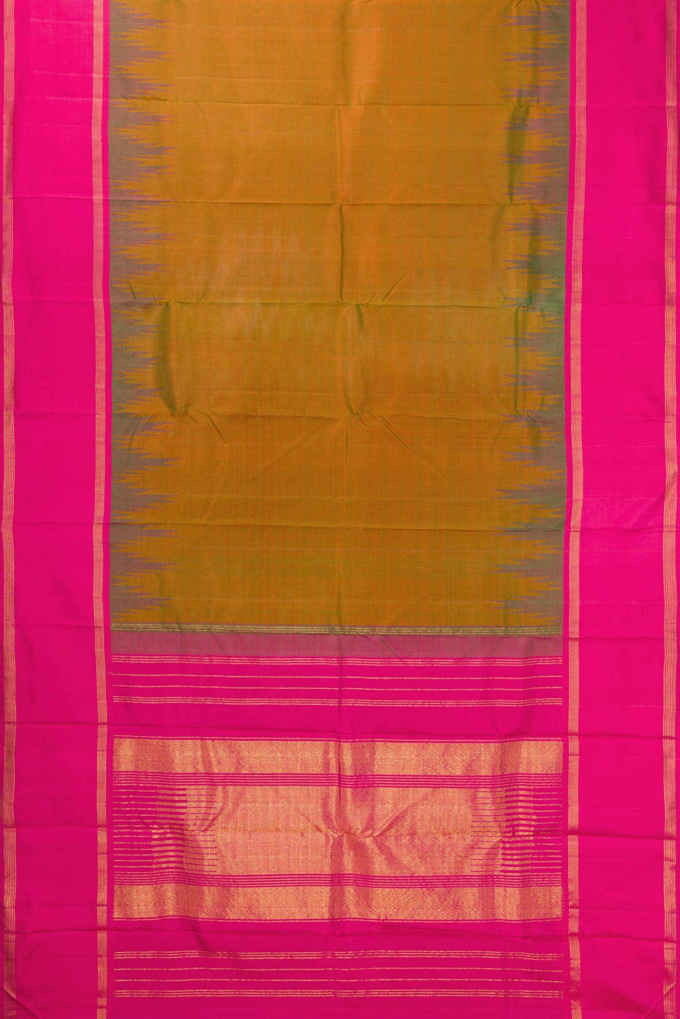 Mehandi Green Dual Tone Kanchipuram Silk Saree