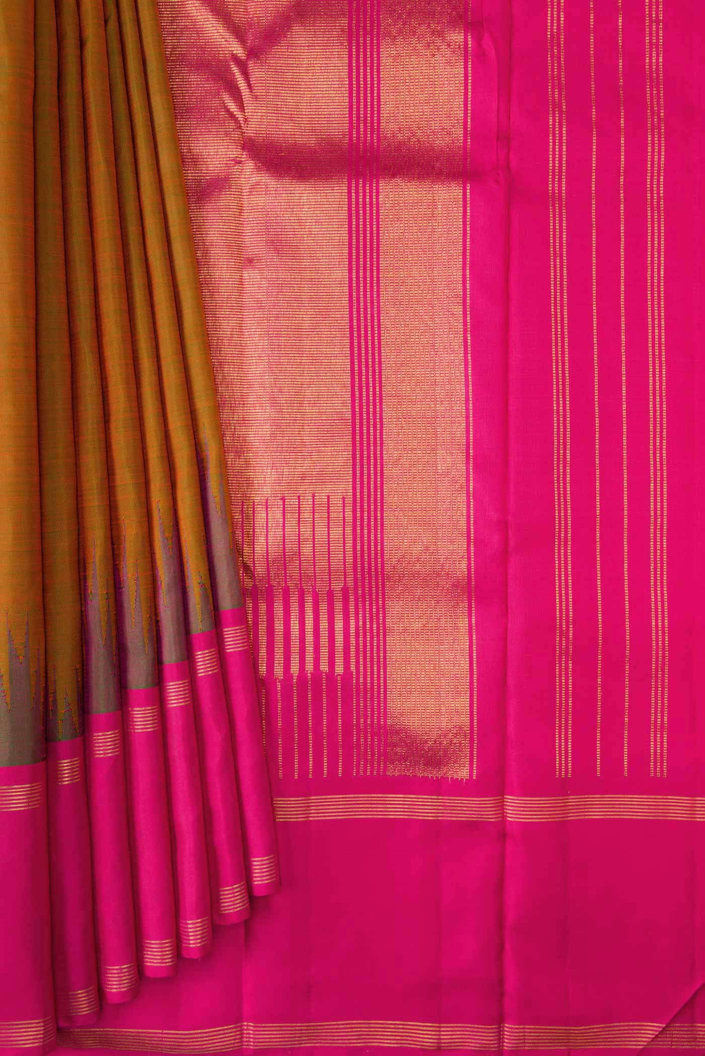 Mehandi Green Dual Tone Kanchipuram Silk Saree