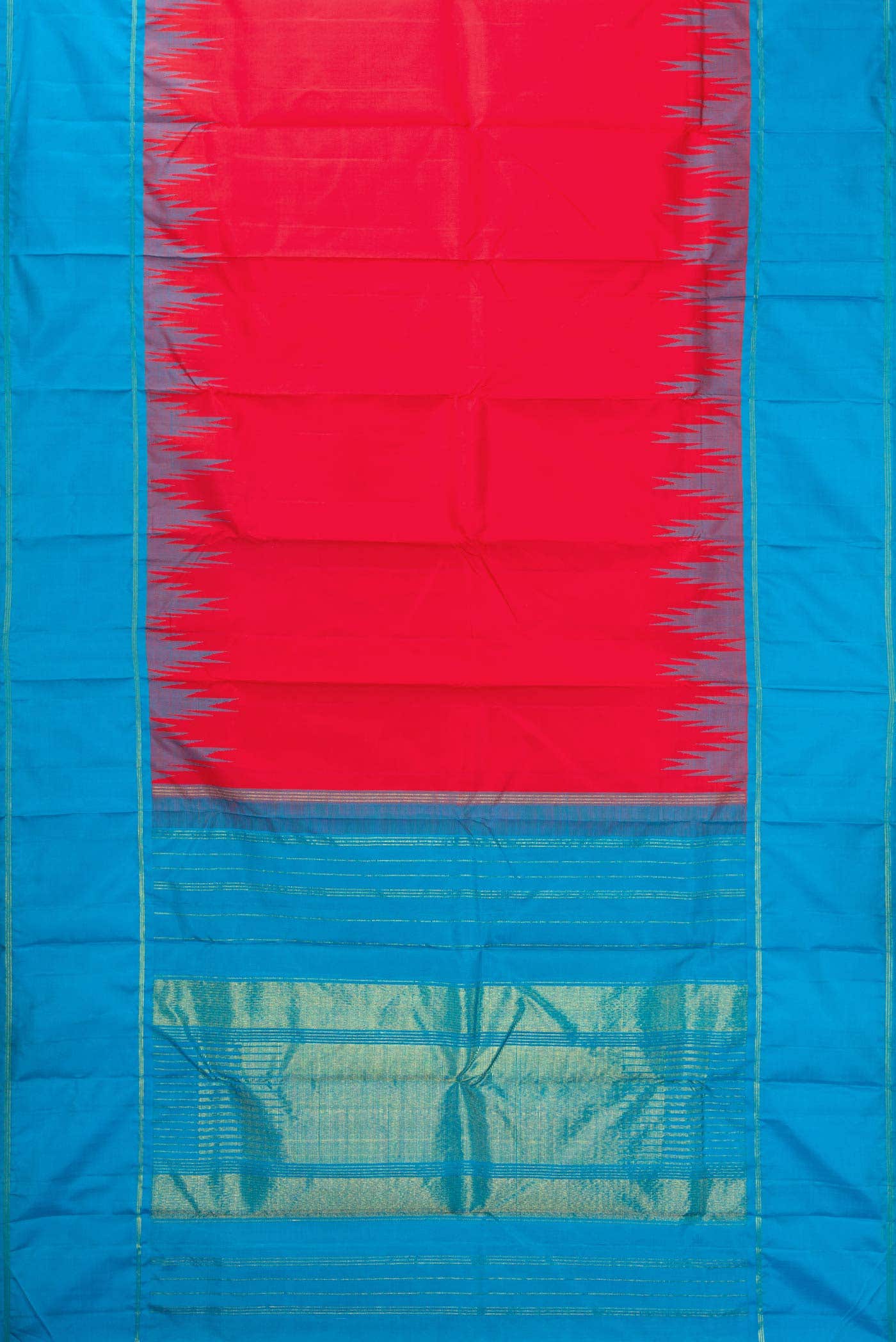 Pure Silk Pure Zari Red Dual Tone Kanchipuram Saree