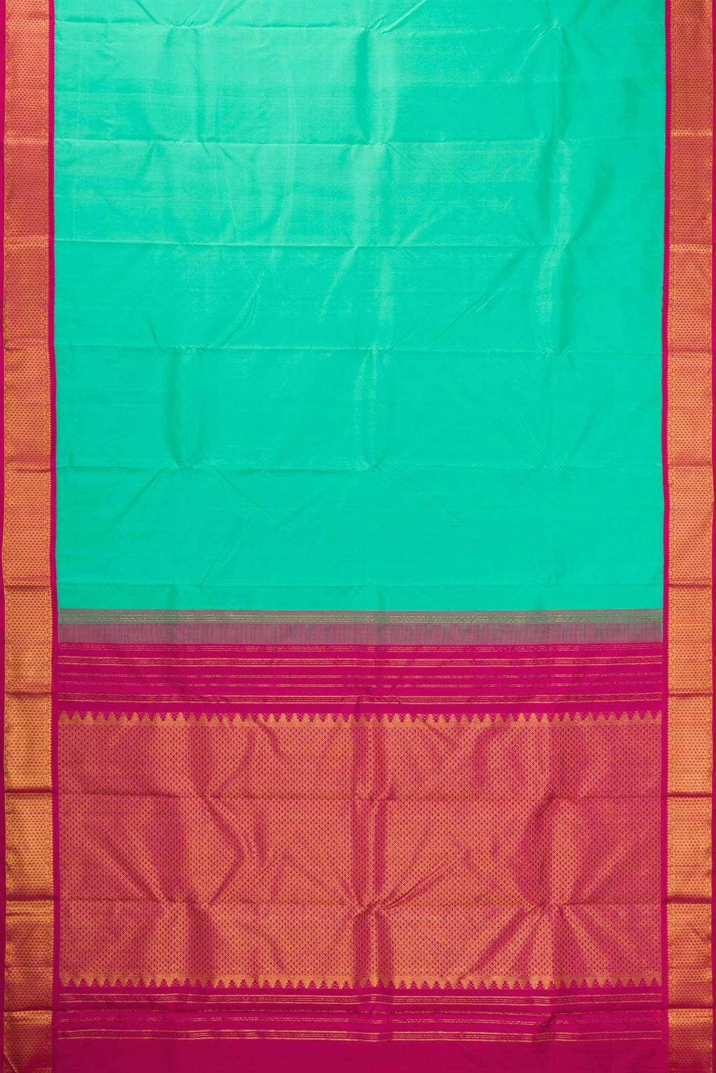 Pure Silk Pure Zari Sea Green Dual Tone Kanchipuram Saree