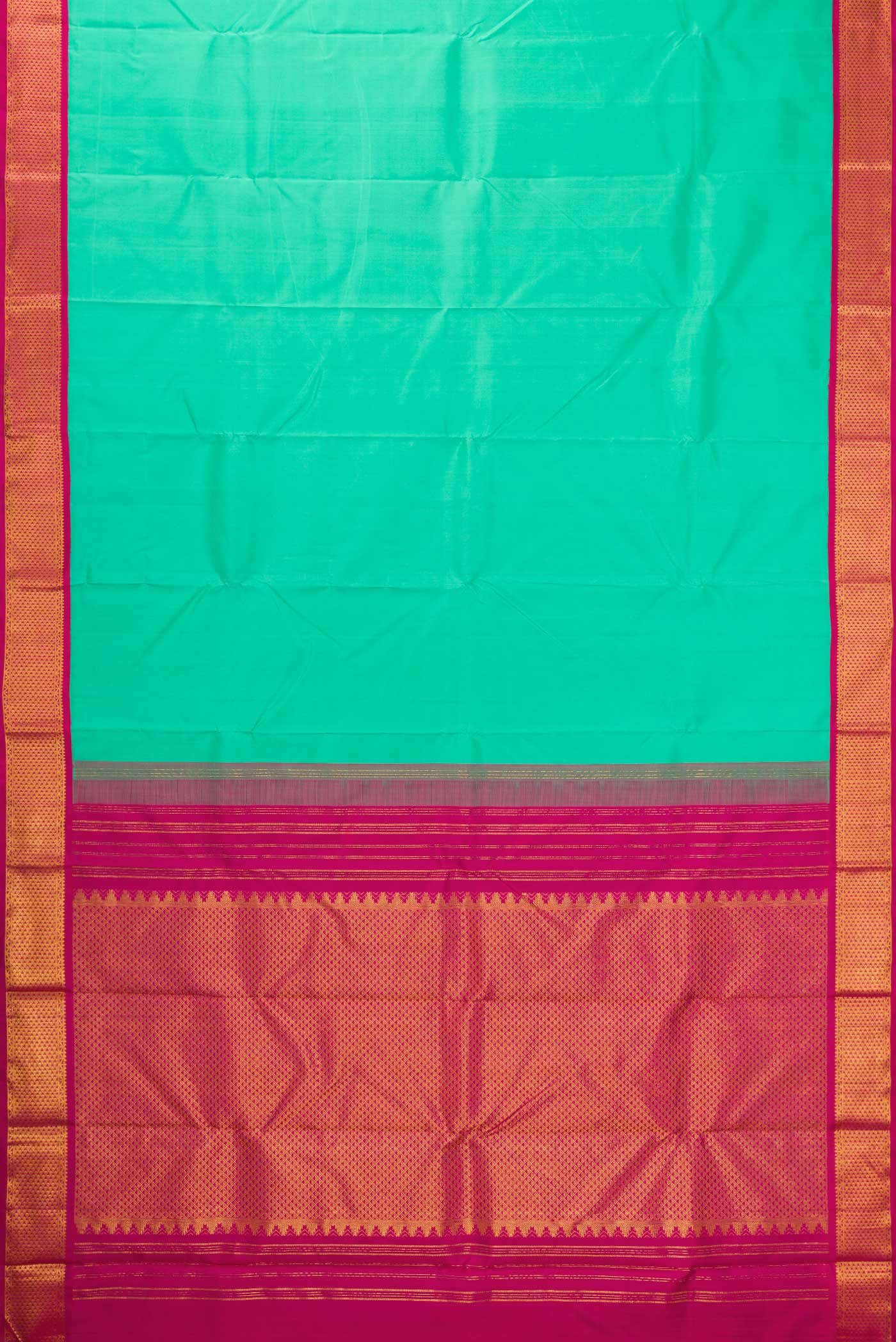 Pure Silk Pure Zari Sea Green Dual Tone Kanchipuram Saree