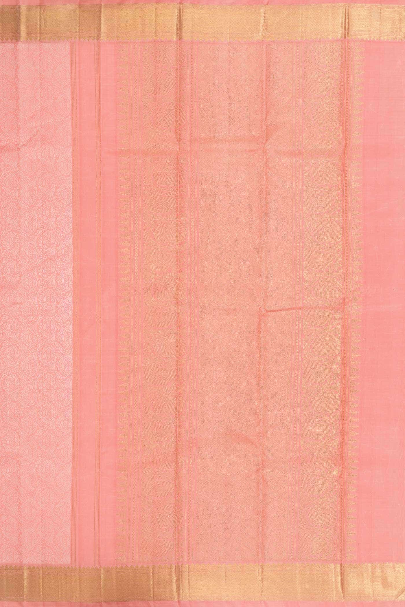 Pure Silk Pure Zari Pink Dual Tone Kanchipuram Saree