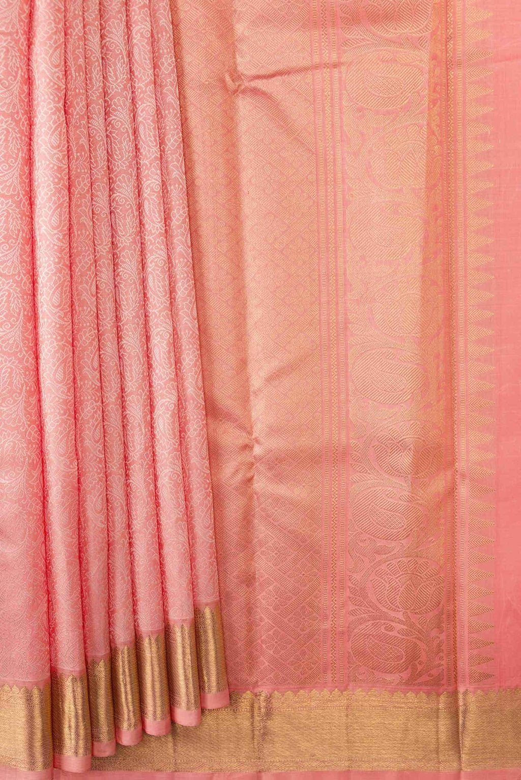 Pure Silk Pure Zari Pink Dual Tone Kanchipuram Saree