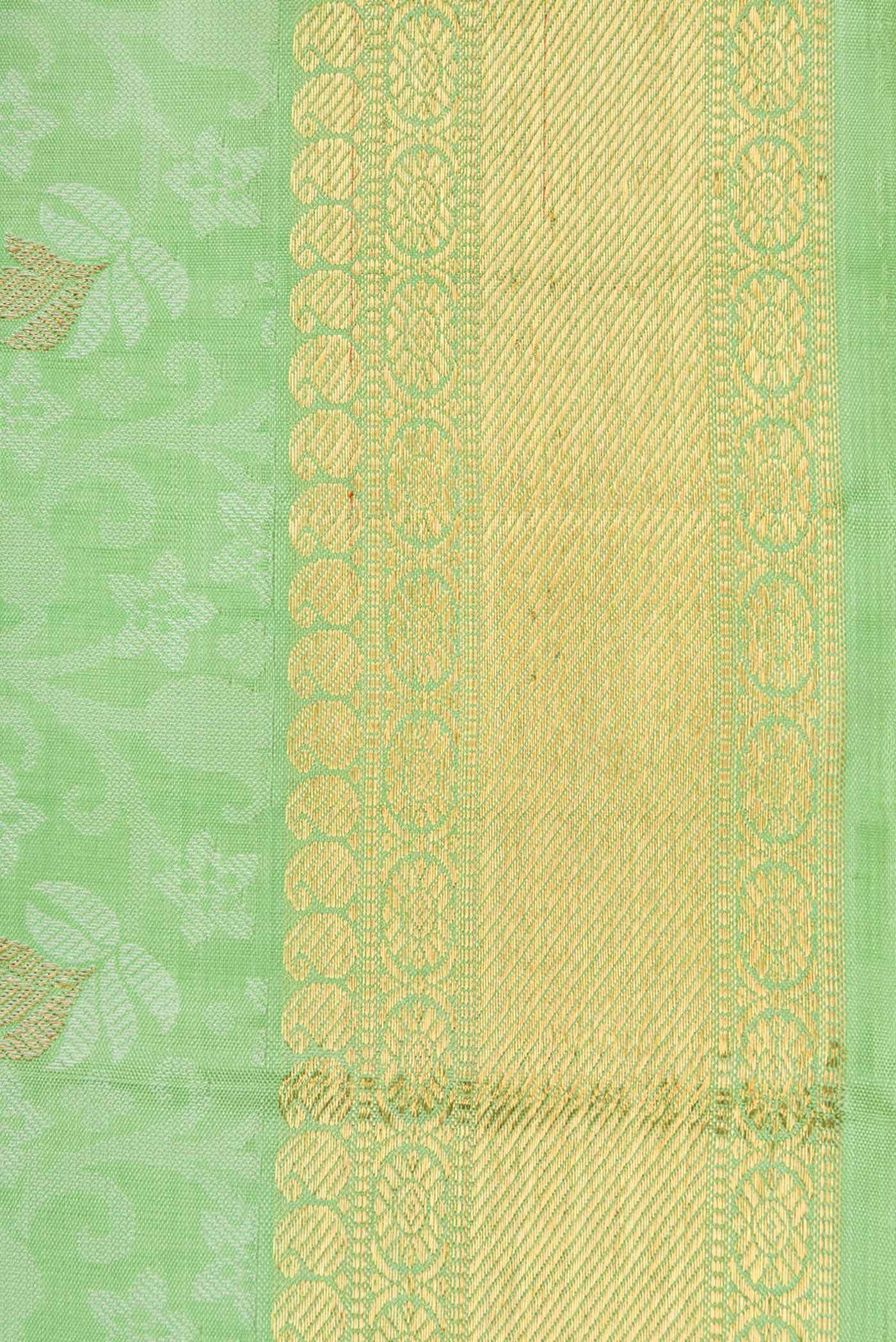 Pure Silk Pure Zari Light Green Dual Tone Kanchipuram Saree