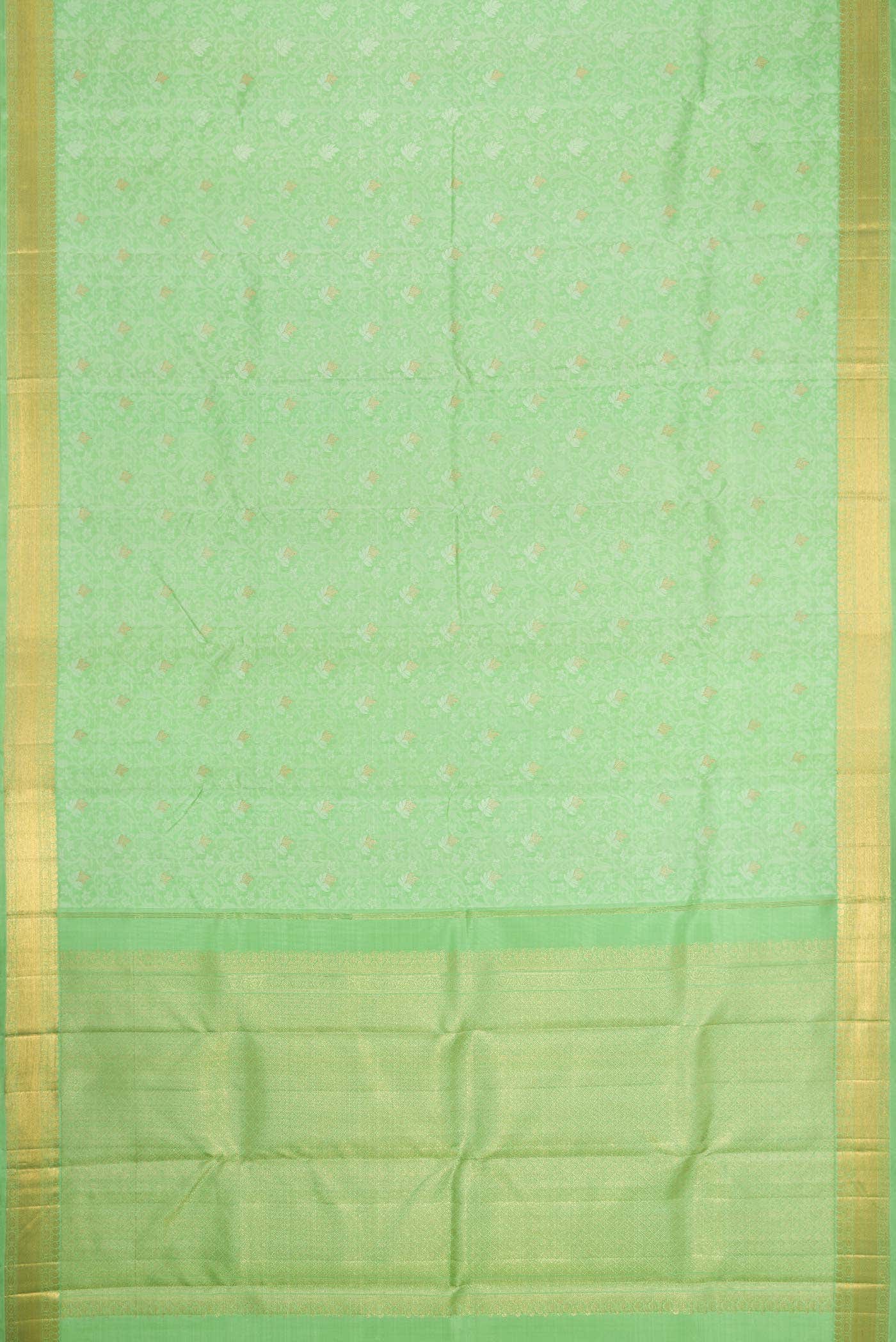 Pure Silk Pure Zari Light Green Dual Tone Kanchipuram Saree