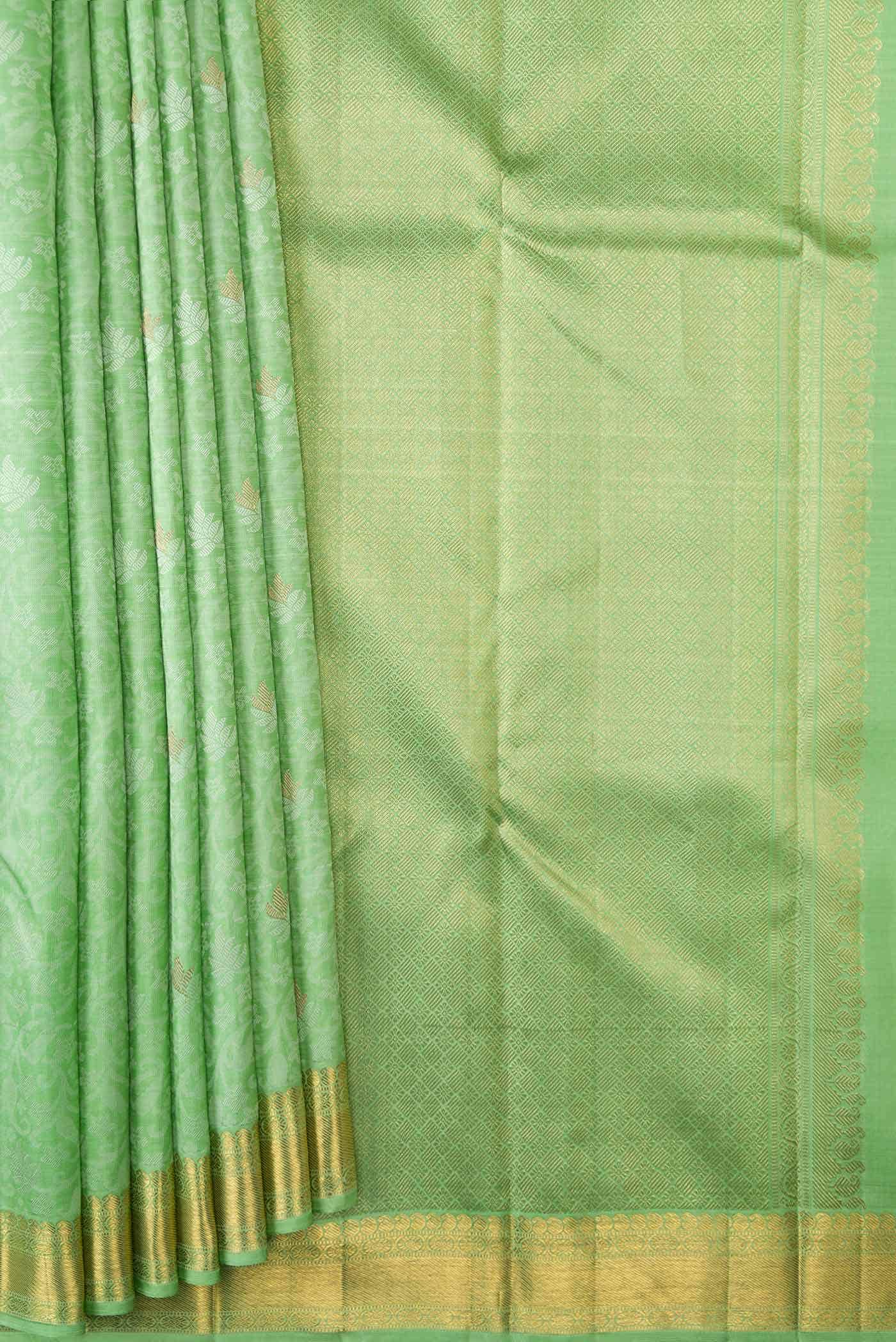 Pure Silk Pure Zari Light Green Dual Tone Kanchipuram Saree