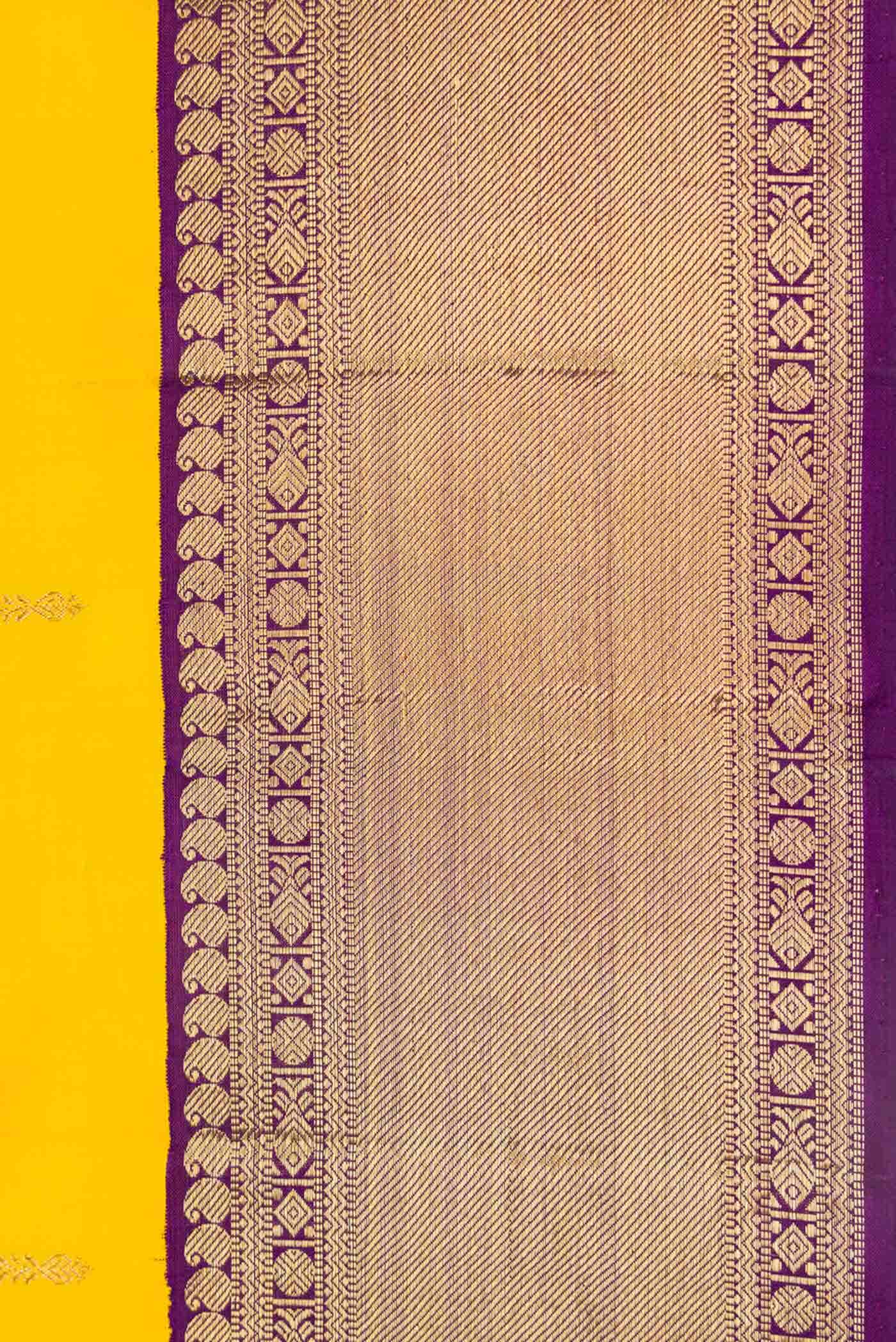 Pure Silk Pure Zari Yellow Dual Tone Kanchipuram Saree