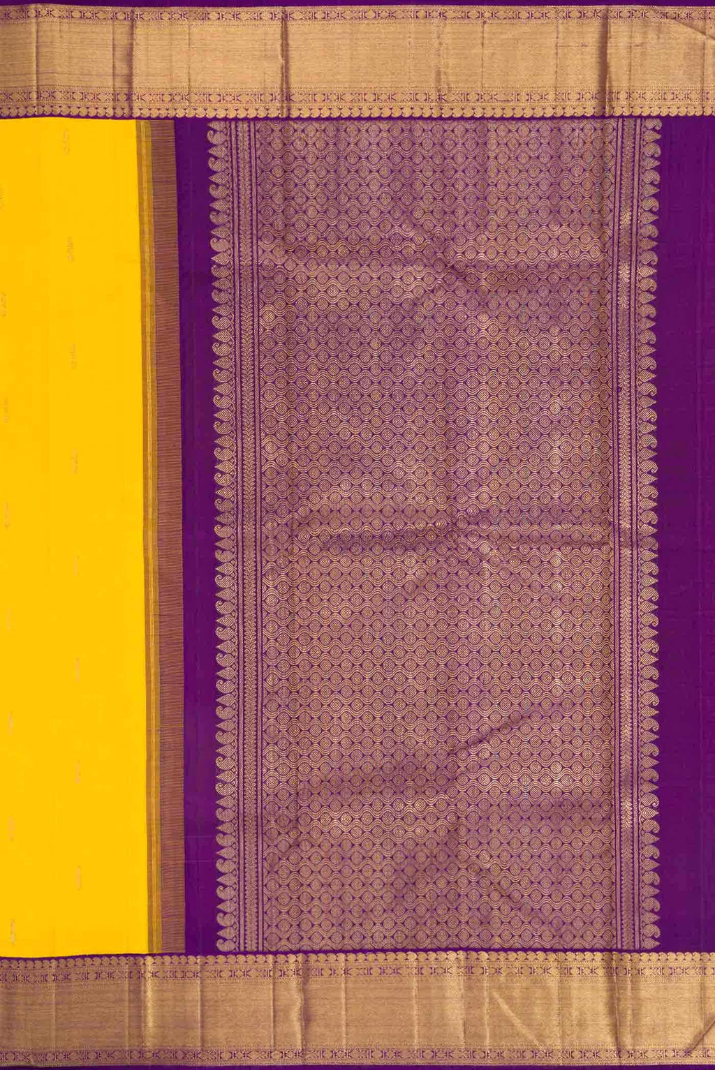 Pure Silk Pure Zari Yellow Dual Tone Kanchipuram Saree