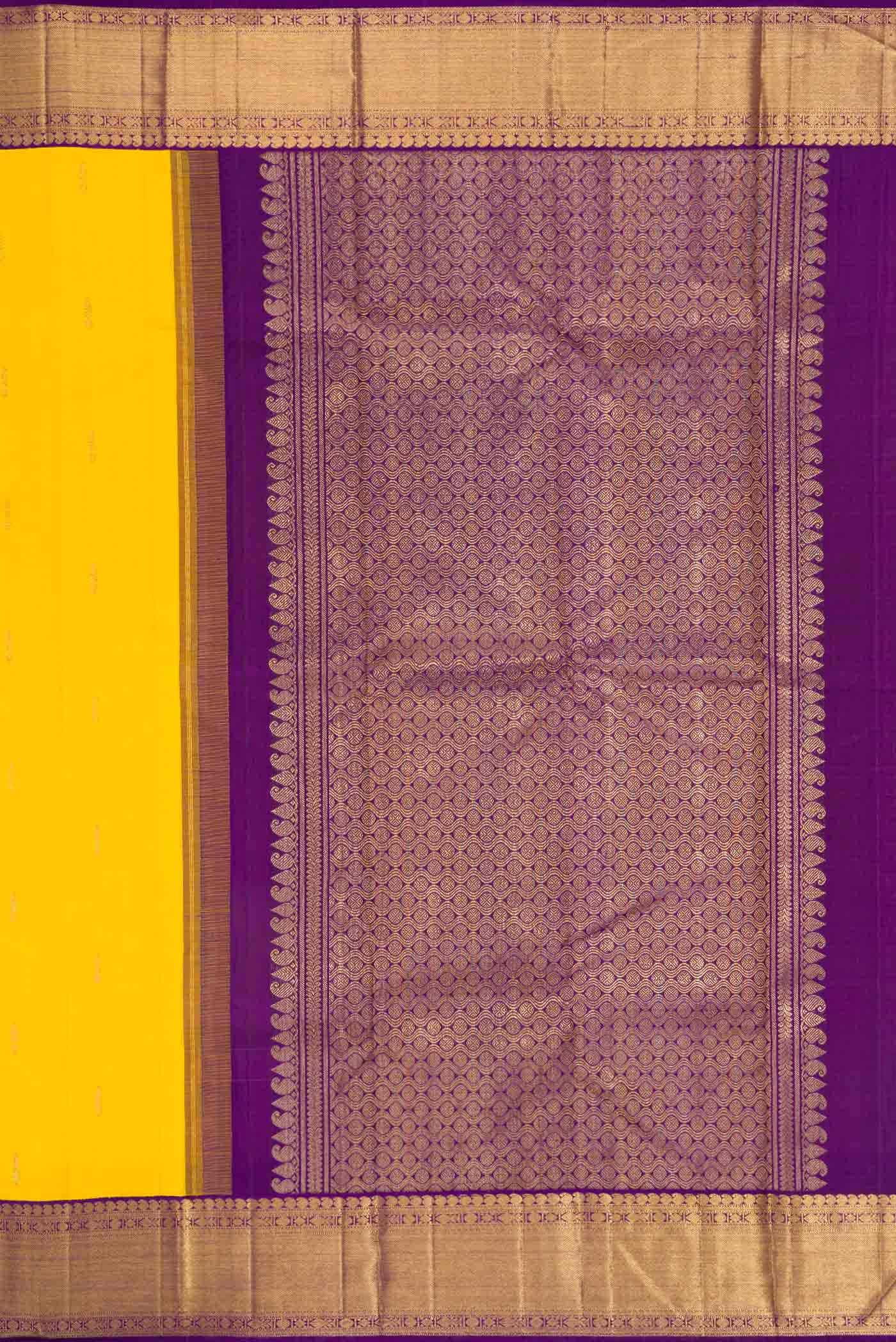 Pure Silk Pure Zari Yellow Dual Tone Kanchipuram Saree