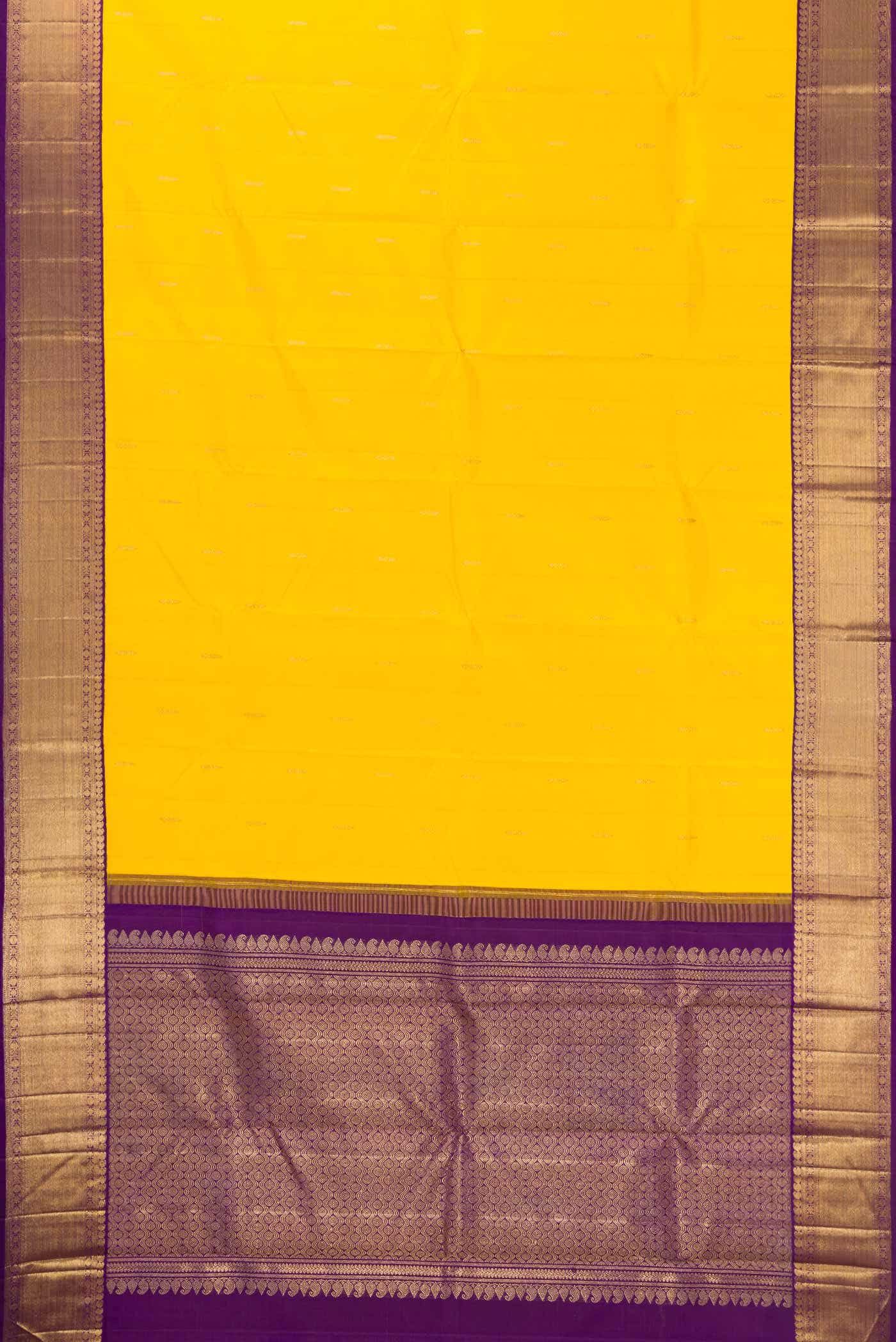 Pure Silk Pure Zari Yellow Dual Tone Kanchipuram Saree