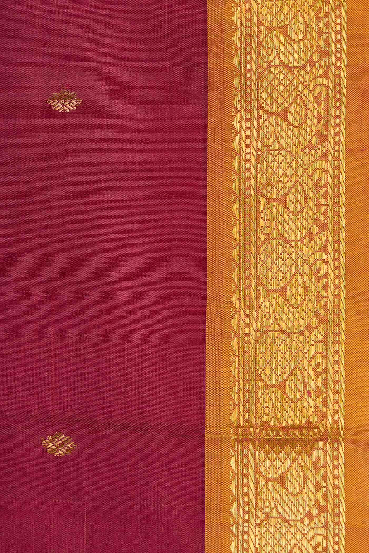 Pure Silk Pure Zari Maroon Dual Tone Kanchipuram Saree