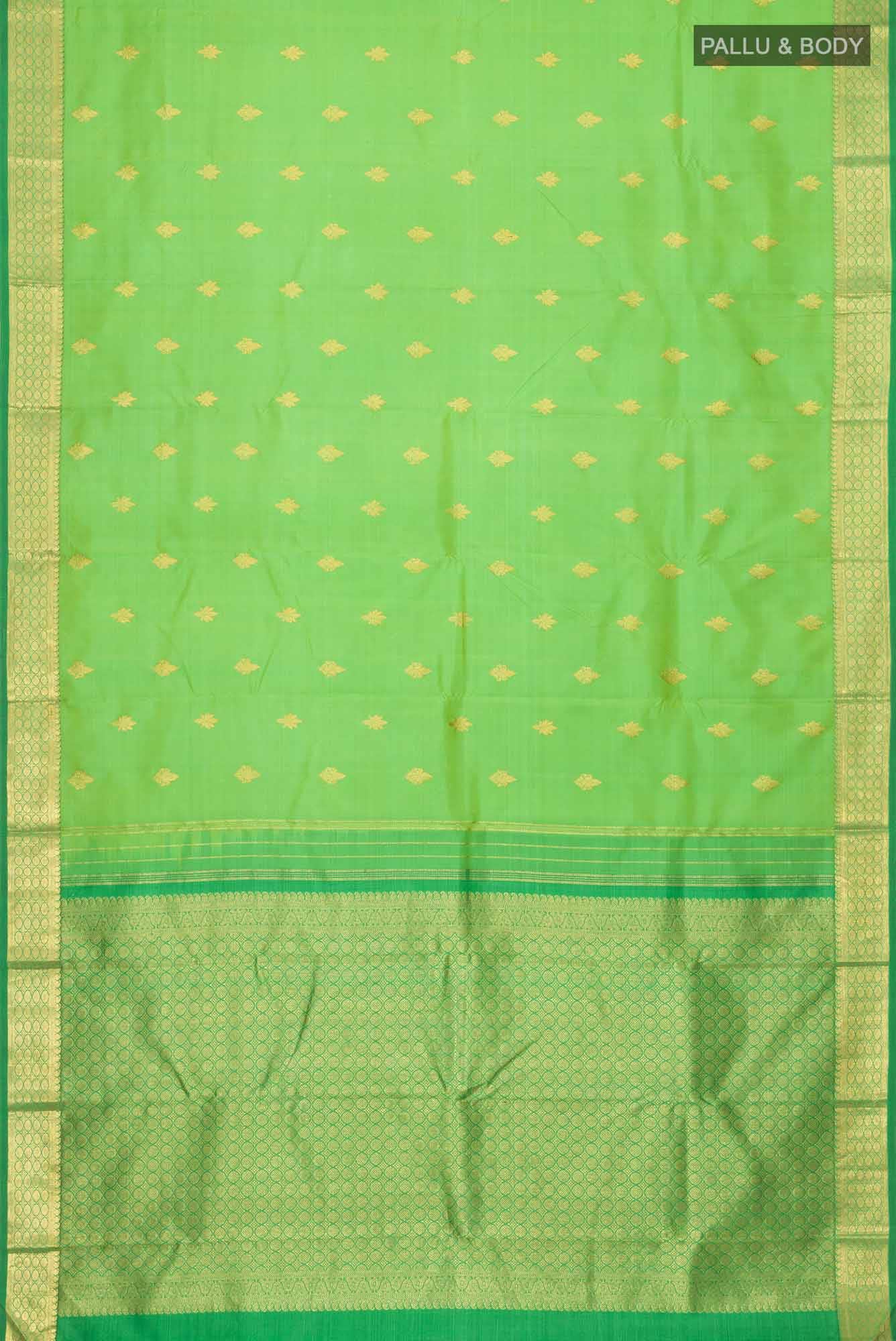 Parrot Green Kanchipuram Silk Saree