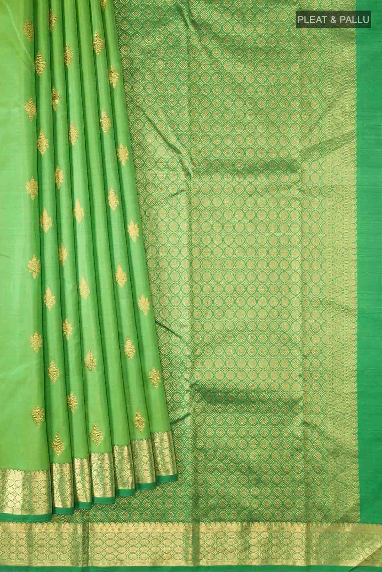 Parrot Green Kanchipuram Silk Saree