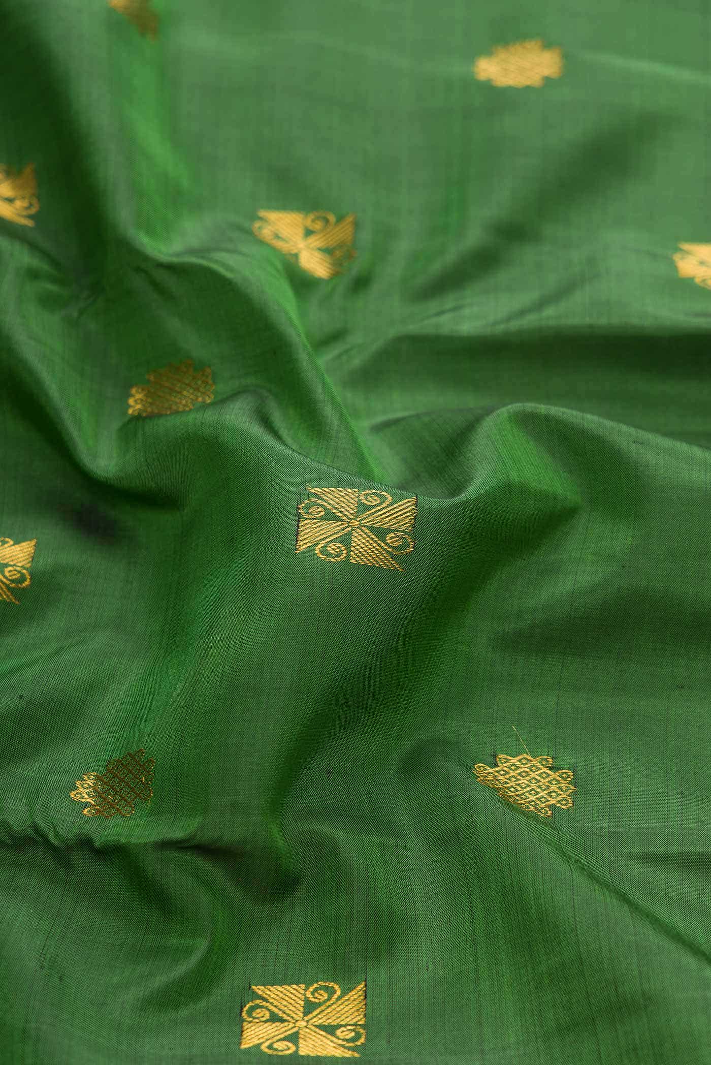 Pure Silk Pure Zari Green Dual Tone Kanchipuram Saree
