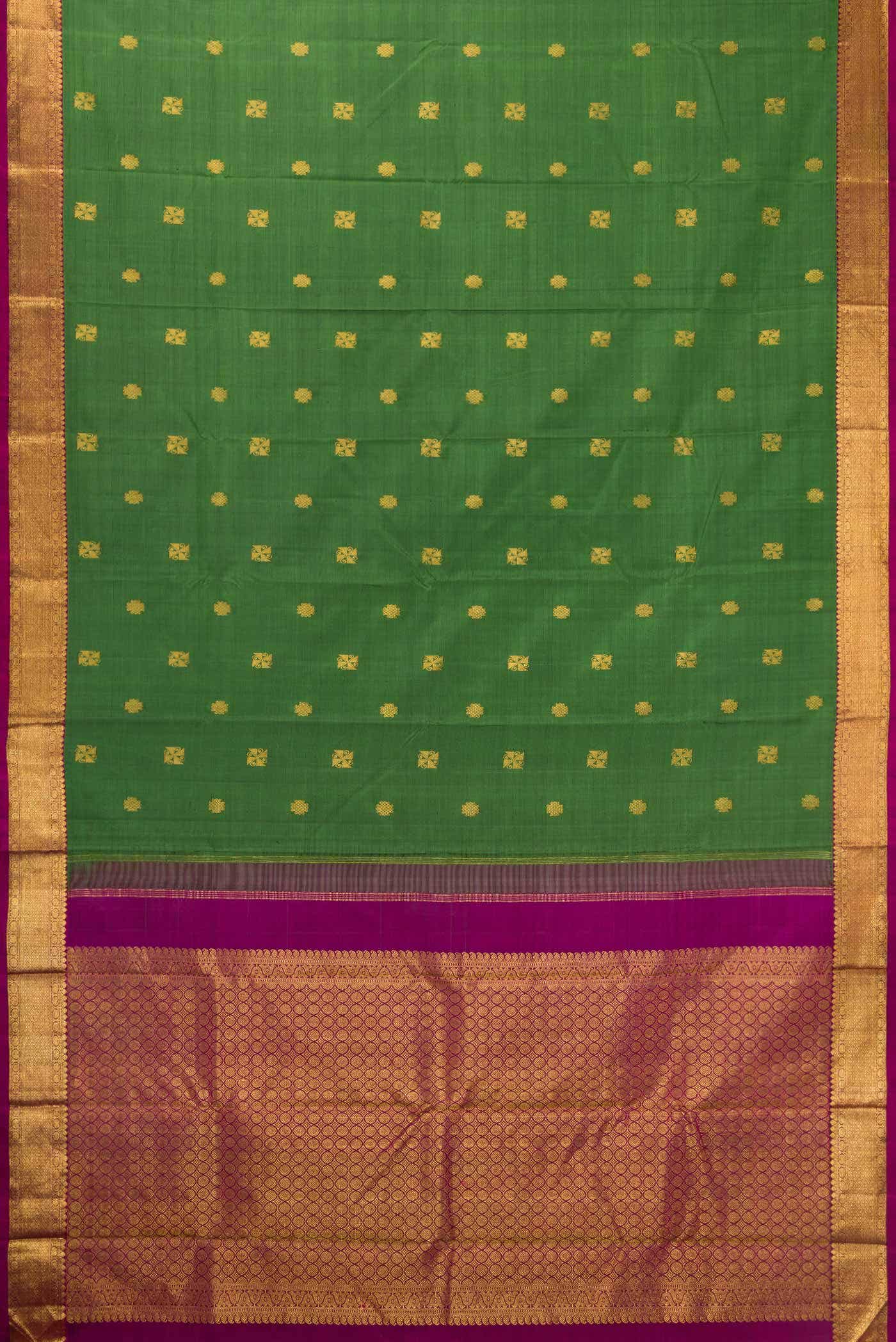 Pure Silk Pure Zari Green Dual Tone Kanchipuram Saree