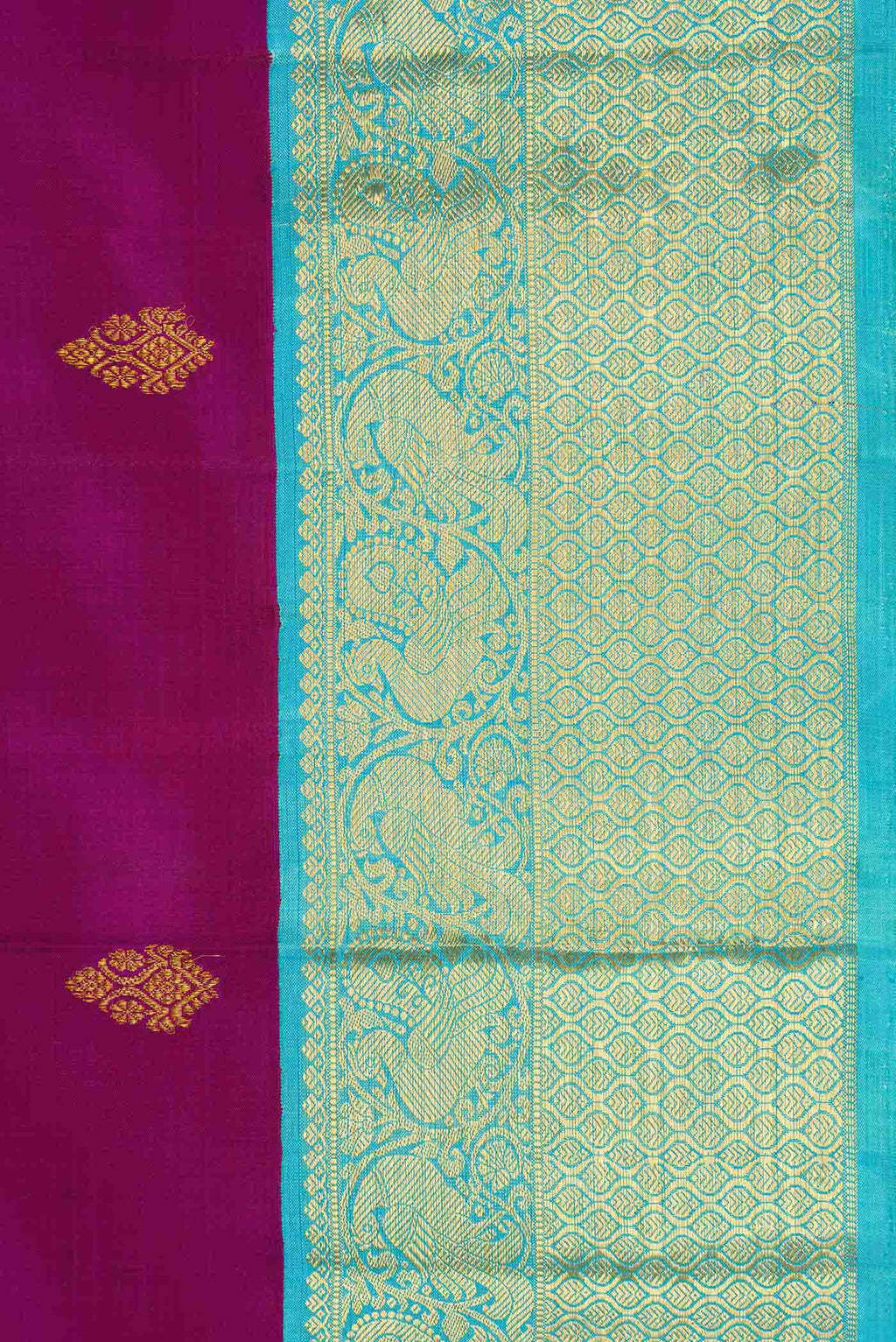 Pure Silk Pure Zari Purple Dual Tone Kanchipuram Saree