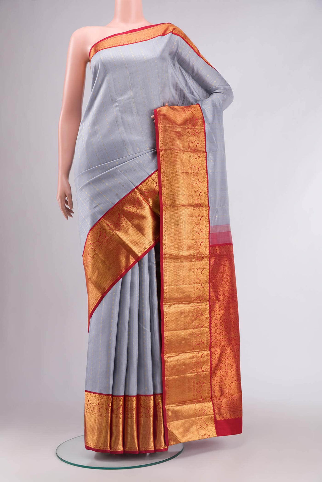 Grey Kanchipuram Silk Saree
