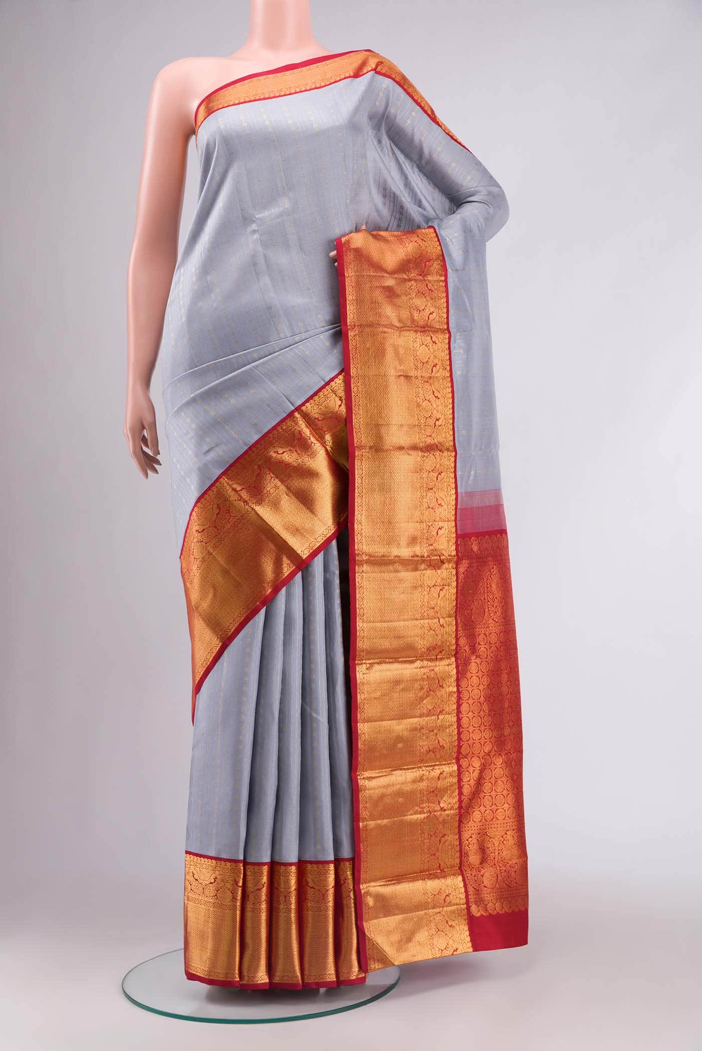 Grey Kanchipuram Silk Saree