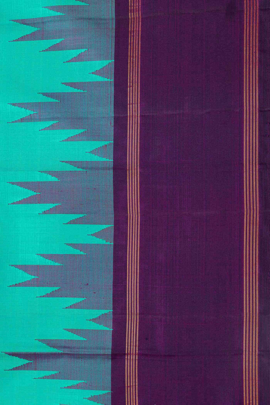 Pure Silk Pure Zari Sea Green Dual Tone Kanchipuram Saree