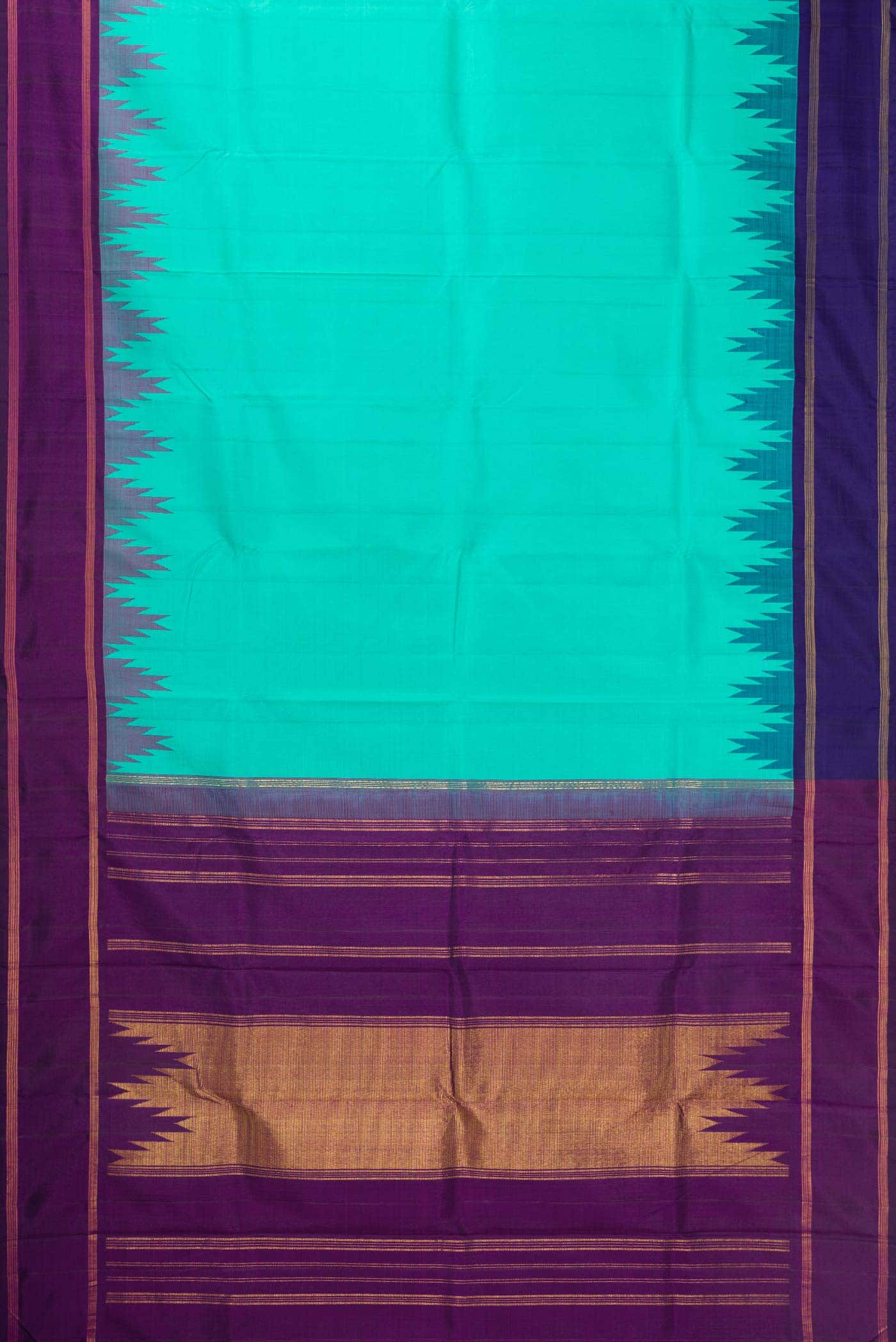 Pure Silk Pure Zari Sea Green Dual Tone Kanchipuram Saree