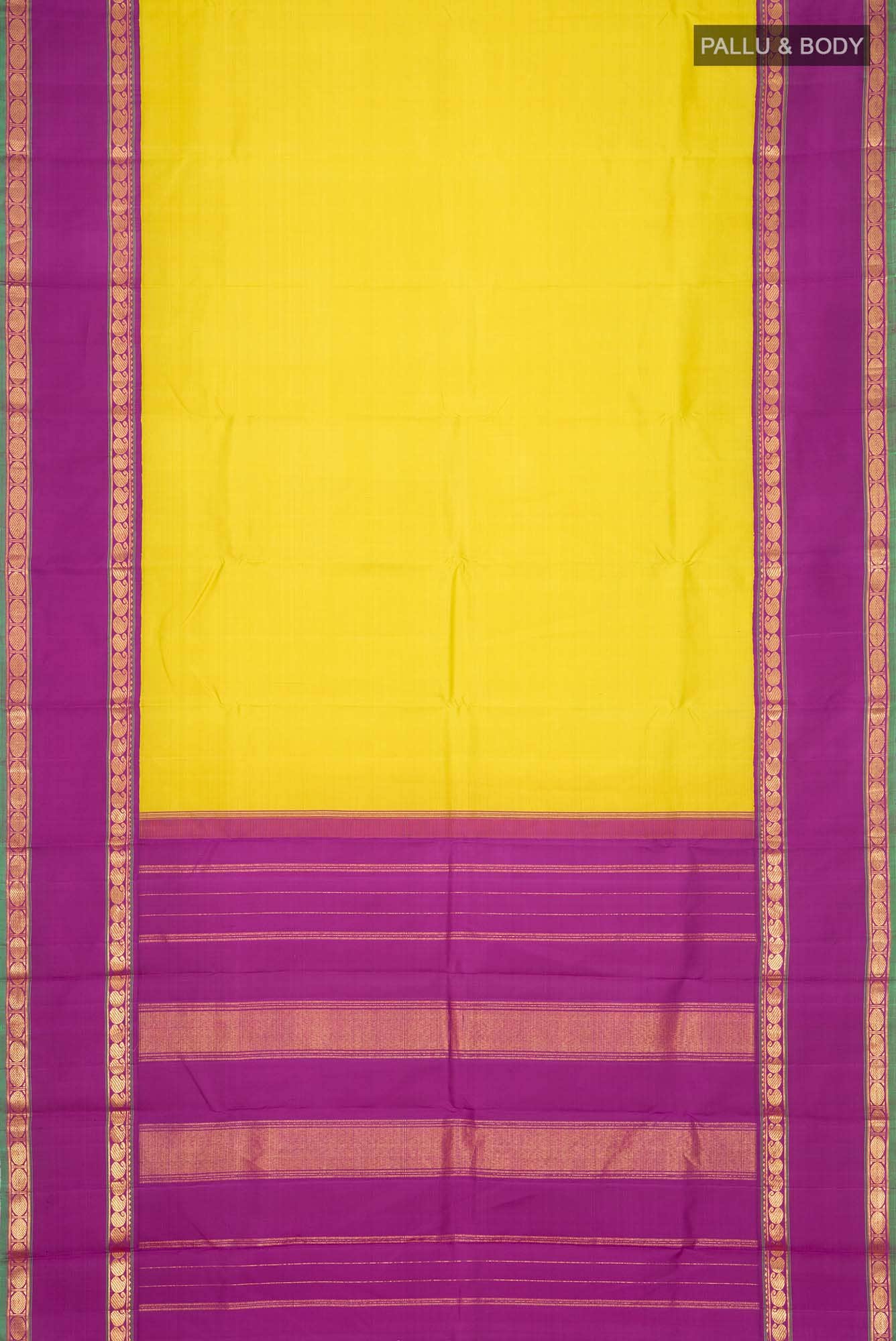 Pure Silk Pure Zari Yellow Kanchipuram Saree
