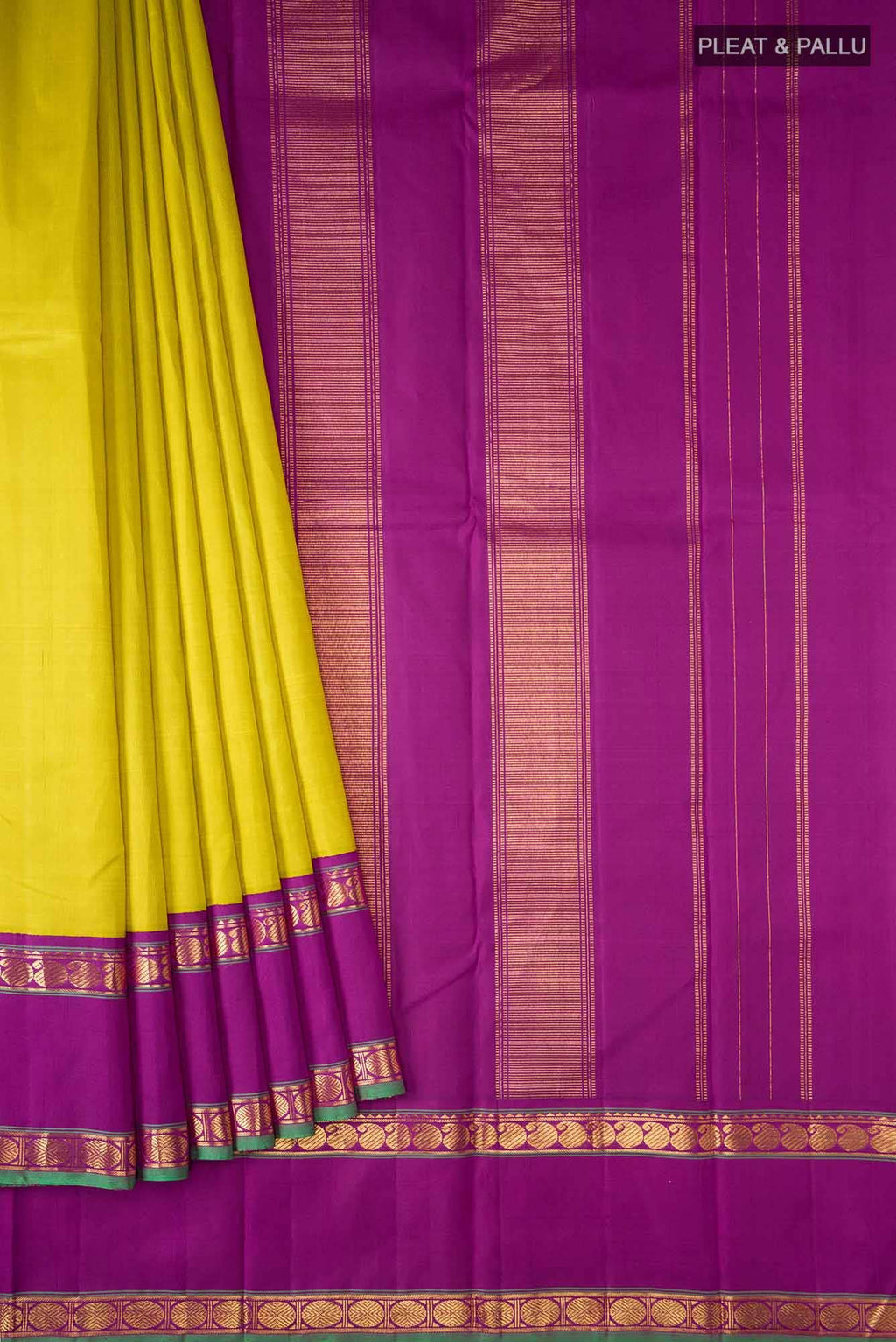 Pure Silk Pure Zari Yellow Kanchipuram Saree
