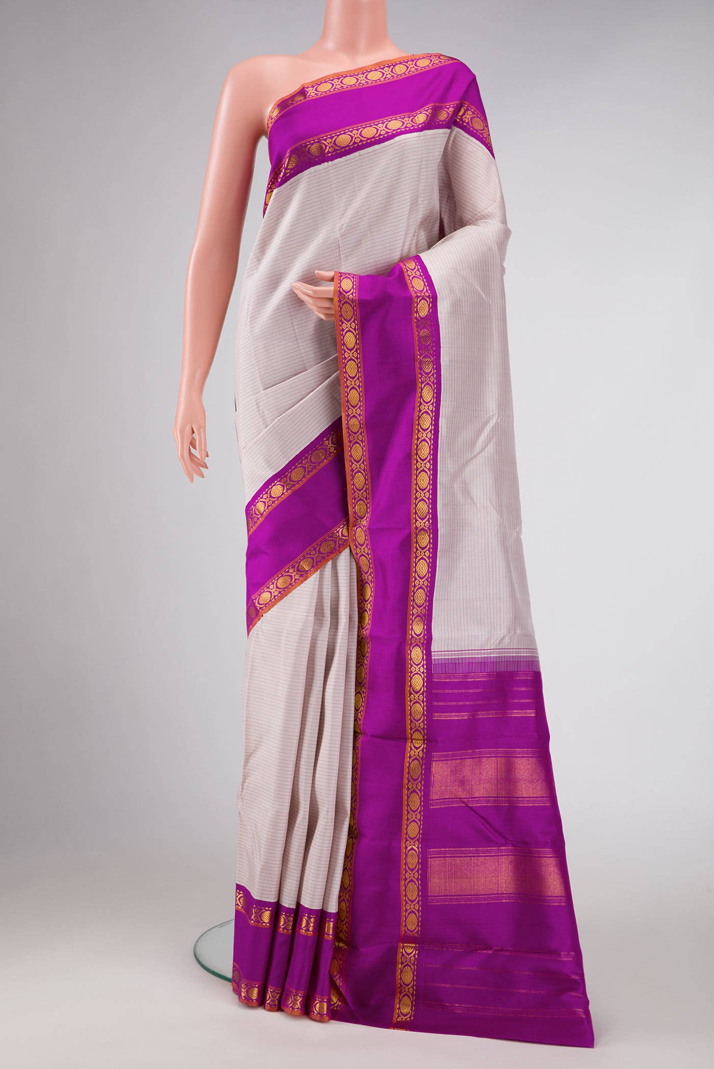 Pure Silk Pure Zari Lilac Dual Tone Kanchipuram Saree