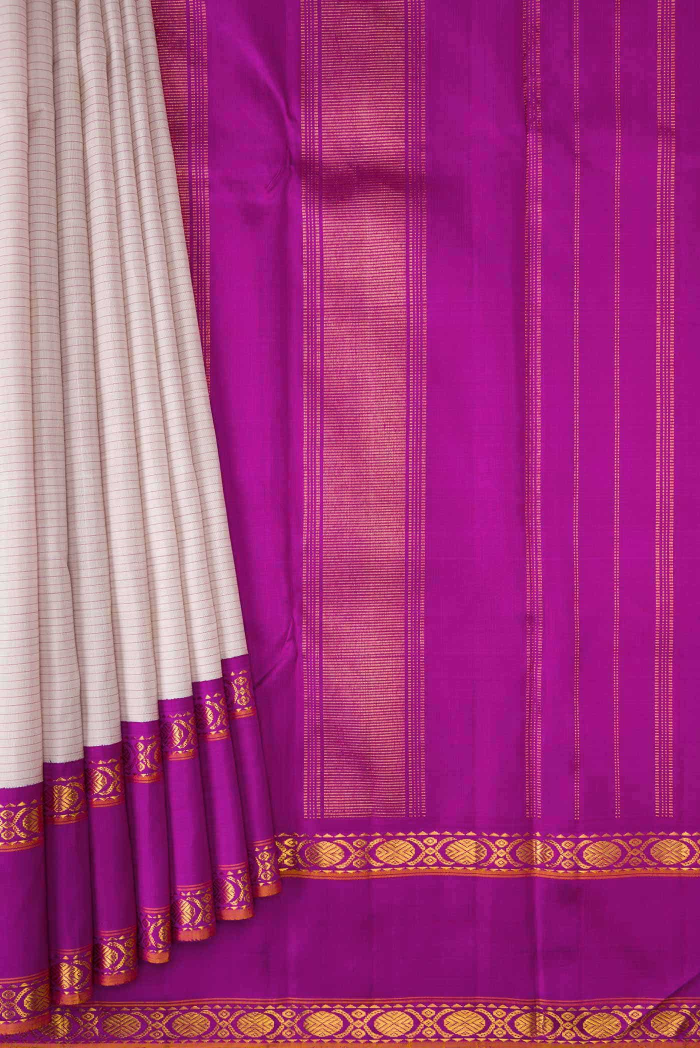 Pure Silk Pure Zari Lilac Dual Tone Kanchipuram Saree