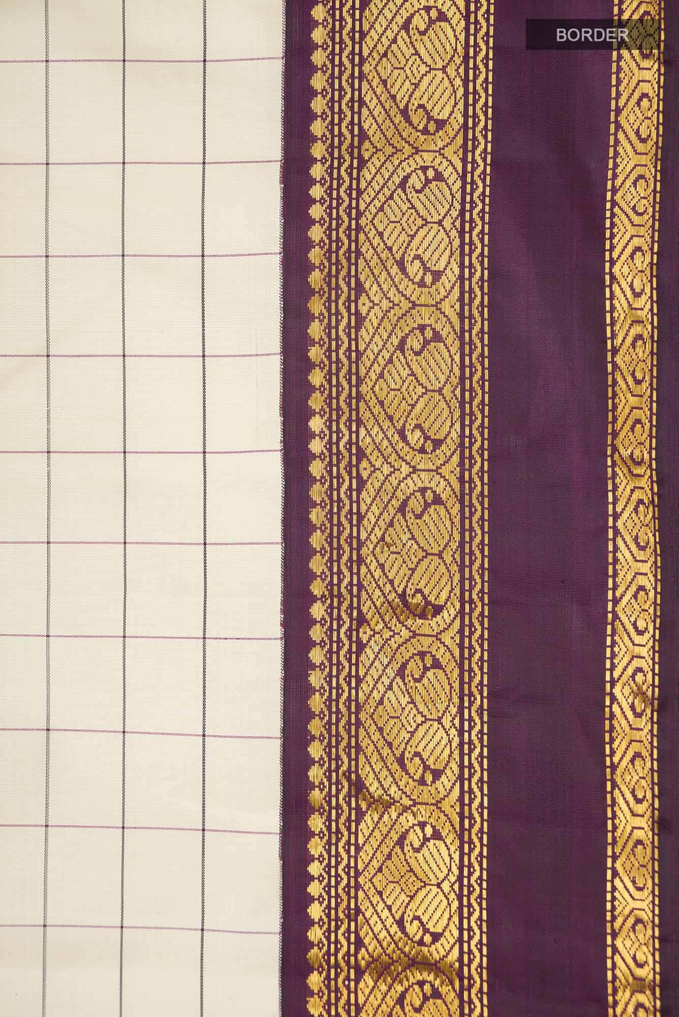 Cream Kanchipuram Silk Saree