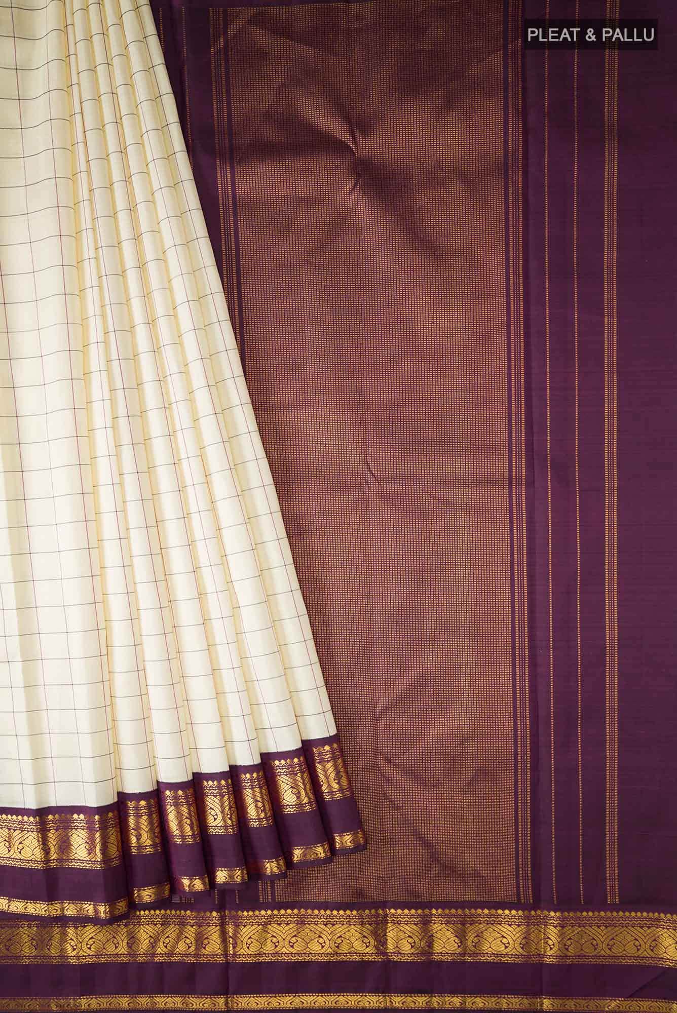Cream Kanchipuram Silk Saree