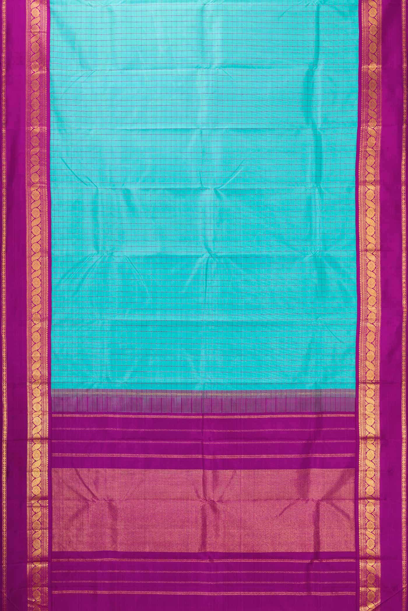 Pure Silk Pure Zari Sky Blue Dual Tone Kanchipuram Saree