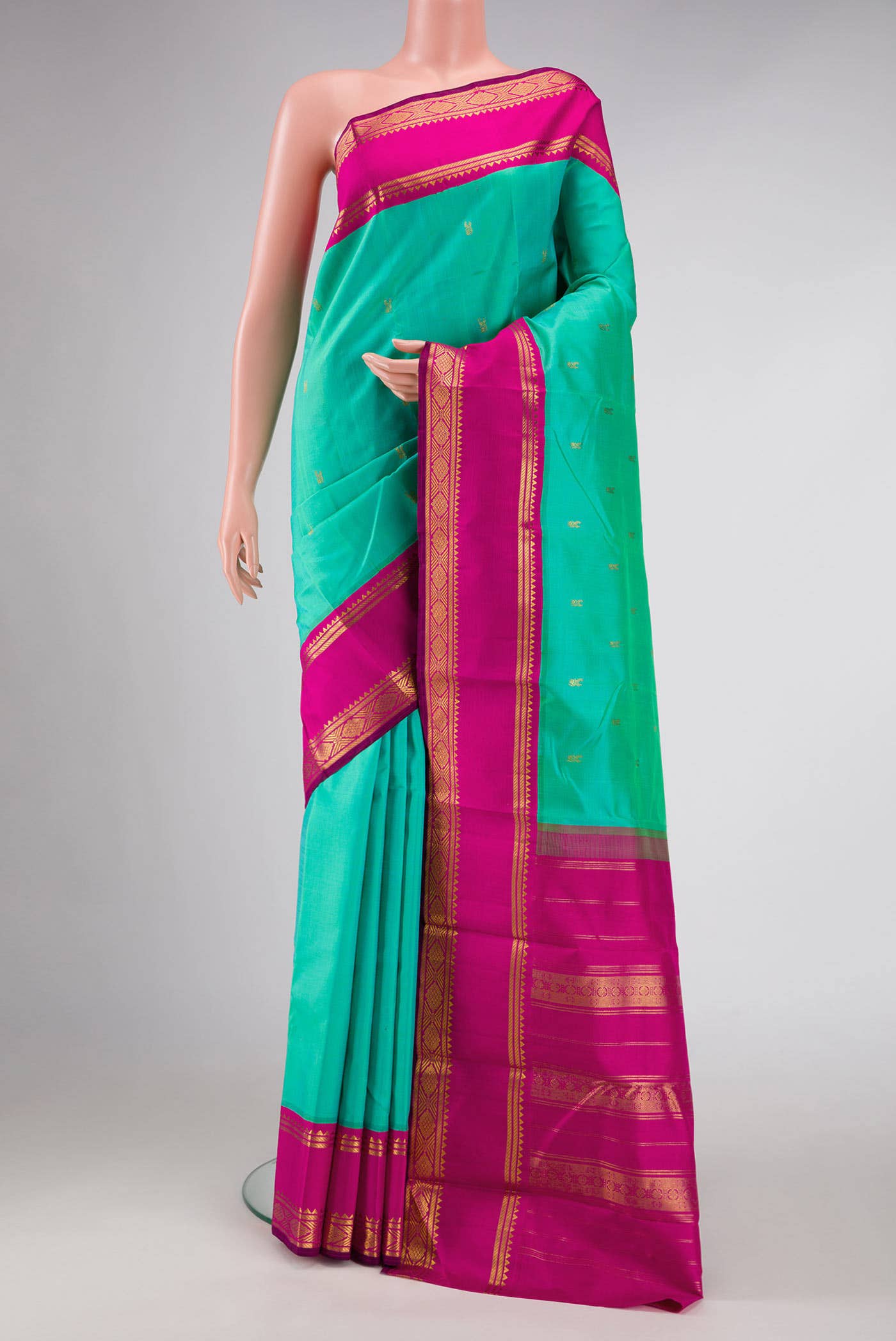 Sea Green Dual Tone Kanchipuram Silk Saree