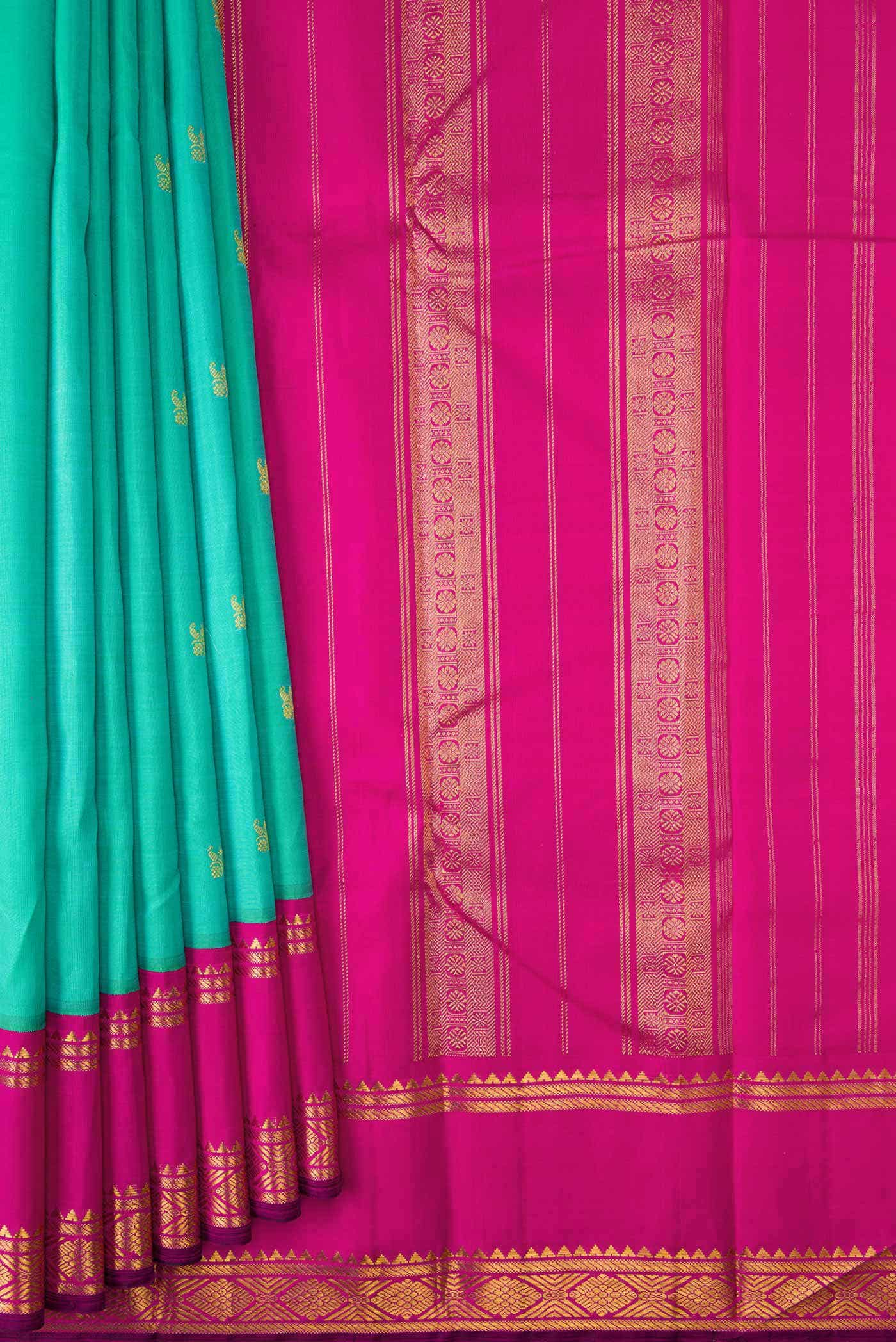 Sea Green Dual Tone Kanchipuram Silk Saree