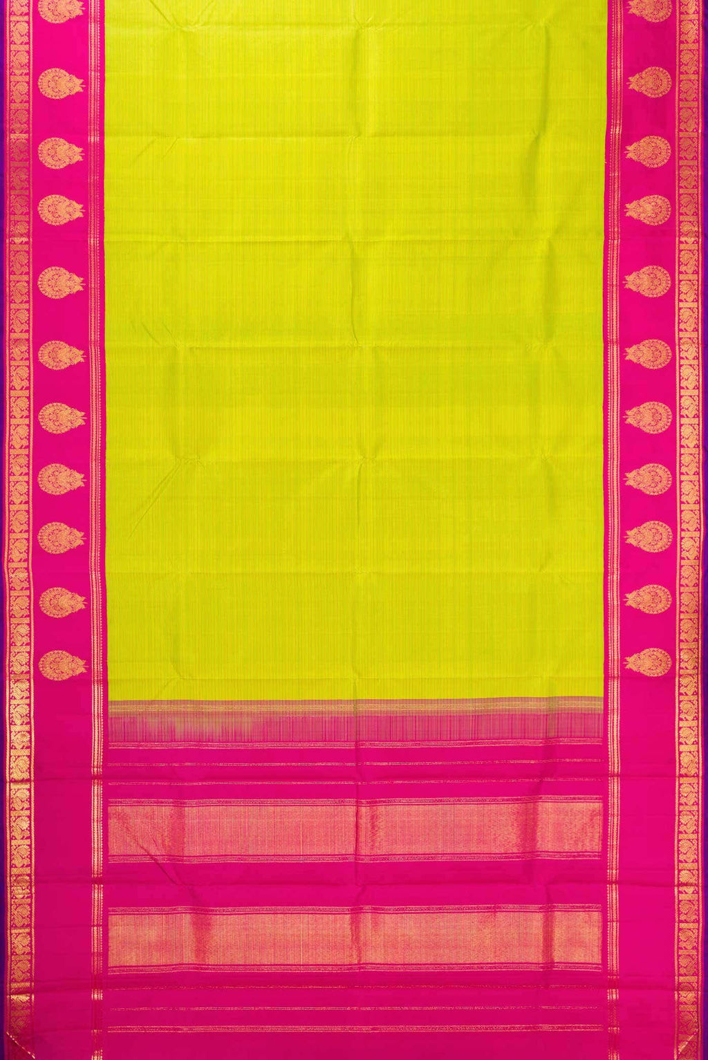 Pure Silk Pure Zari Parrot Green Dual Tone Kanchipuram Saree