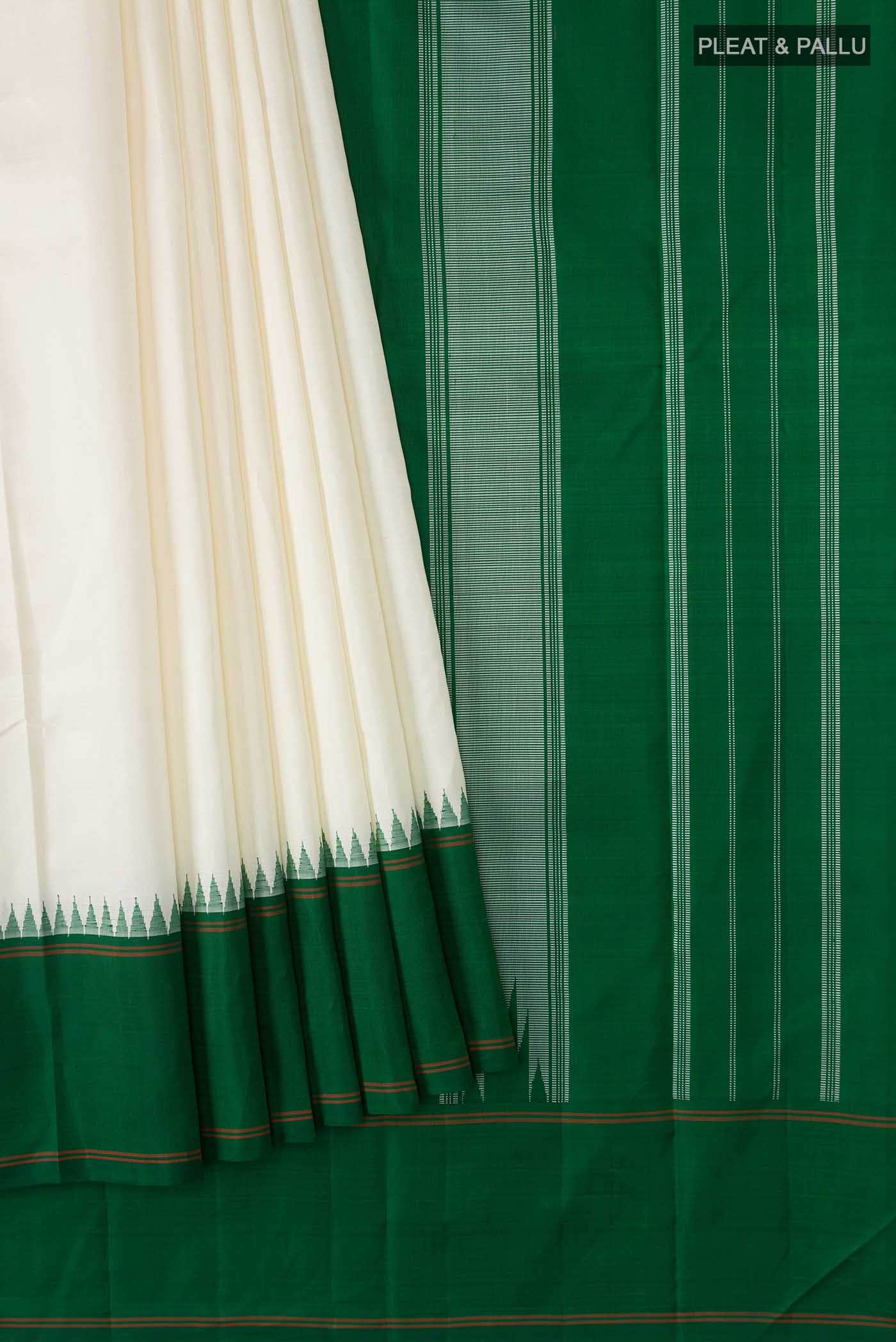Off White Kanchipuram Silk Saree