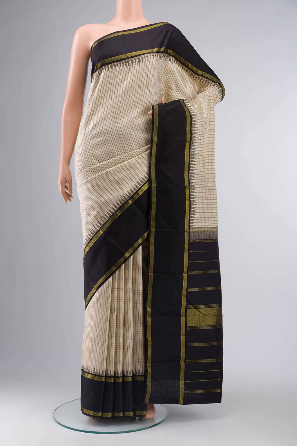 Beige Kanchipuram Silk Saree