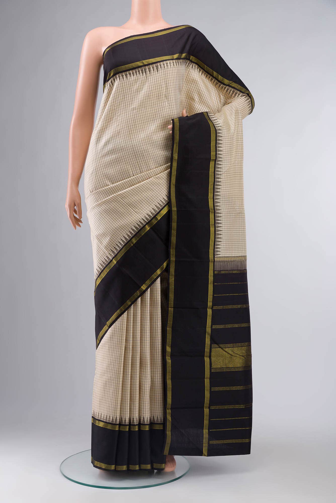 Beige Kanchipuram Silk Saree