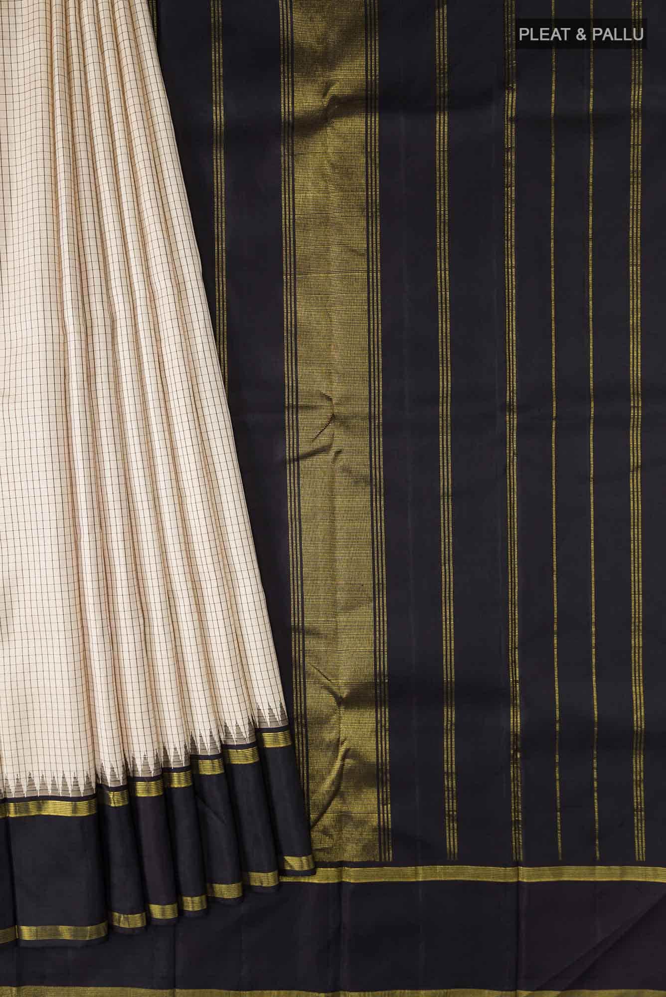 Beige Kanchipuram Silk Saree