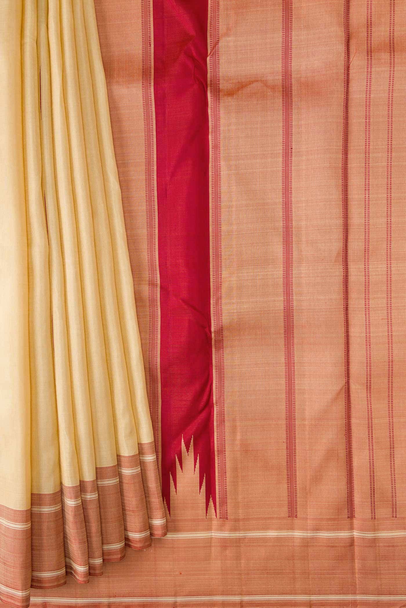 Pure Silk Pure Zari Sandal Dual Tone Kanchipuram Saree