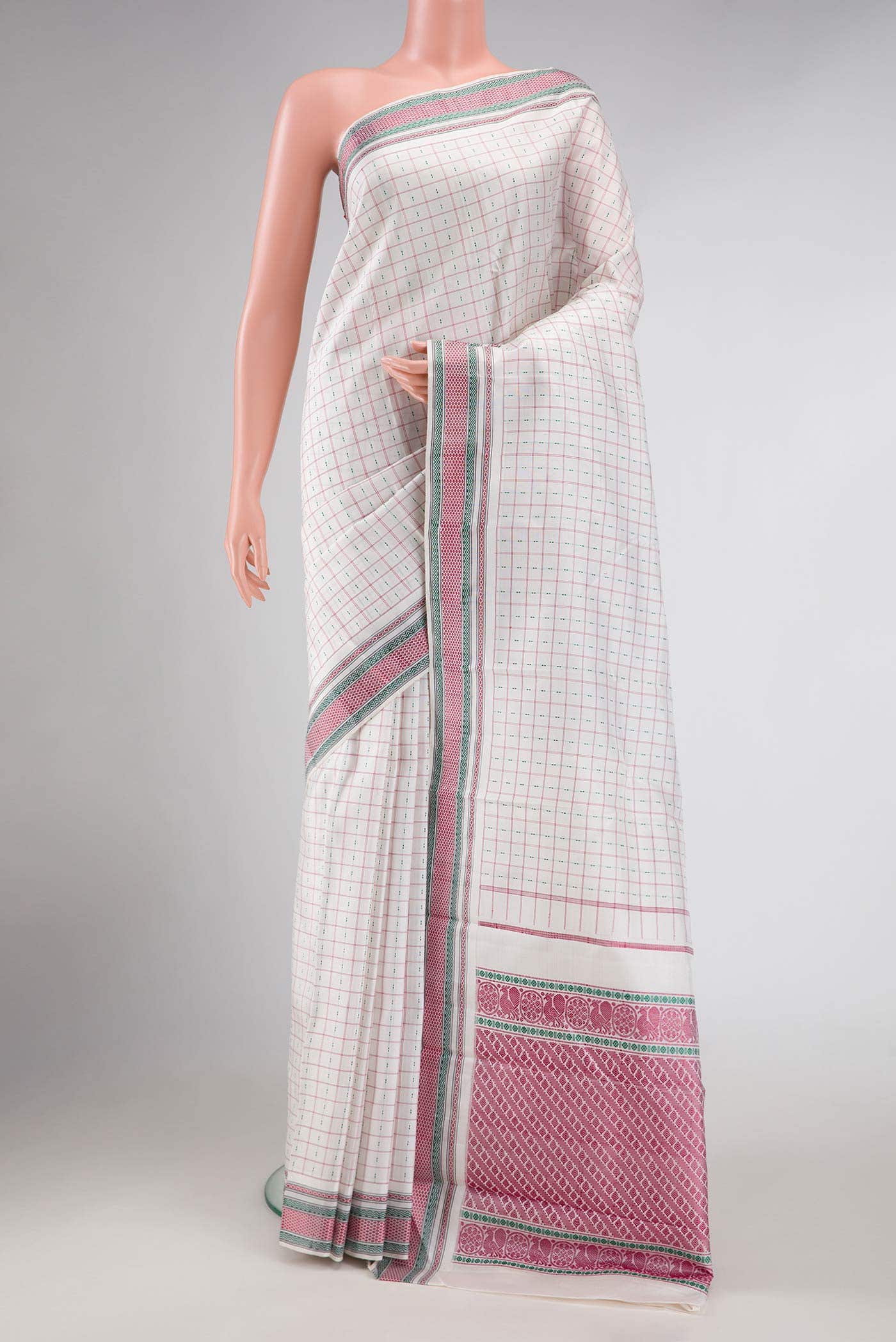 Off White Dual Tone Kanchipuram Silk Saree