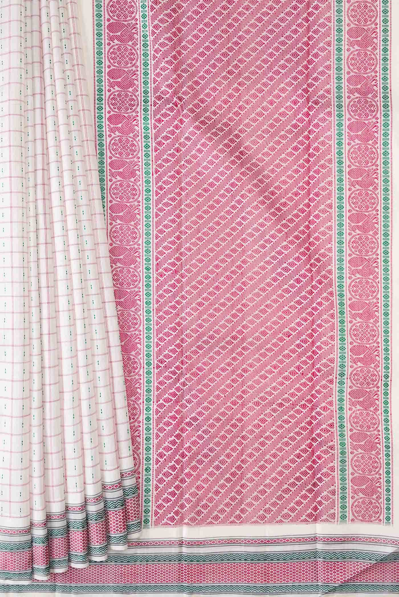 Off White Dual Tone Kanchipuram Silk Saree