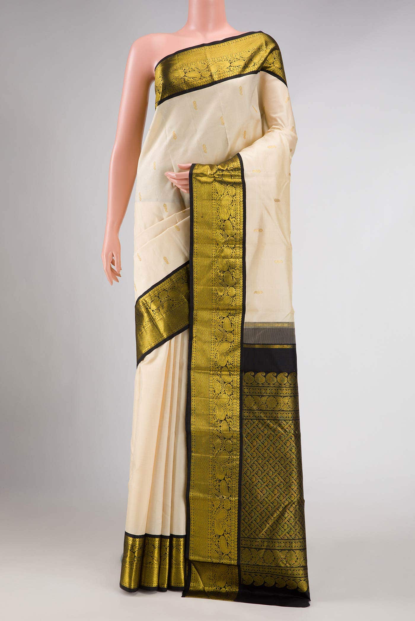 Pure Silk Pure Zari Sandal Kanchipuram Saree