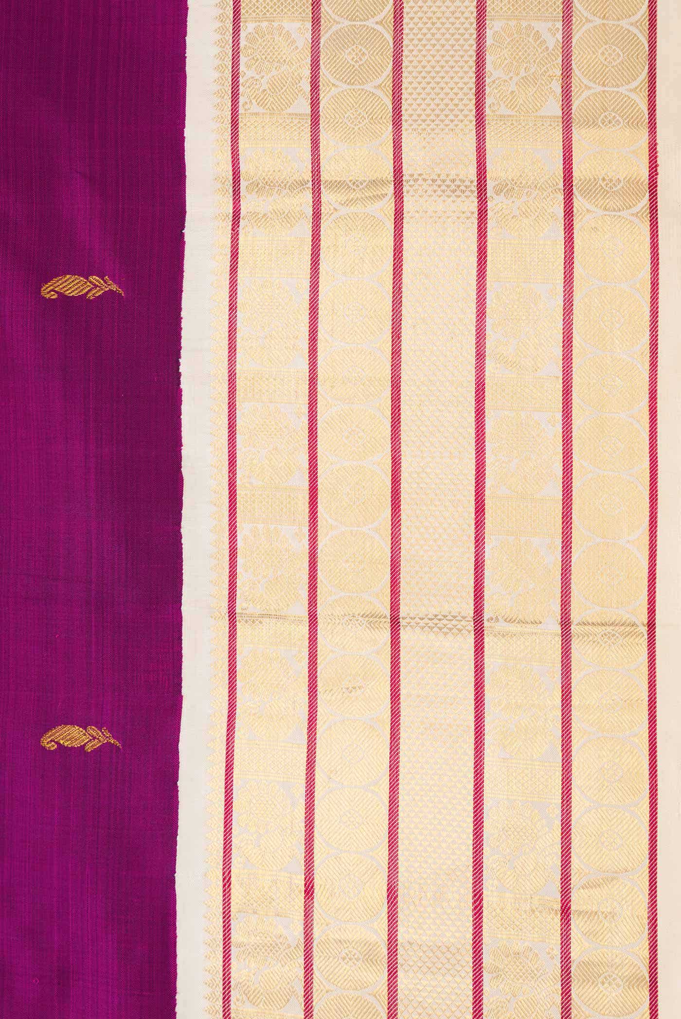 Pure Silk Pure Zari Magenta Dual Tone Kanchipuram Saree