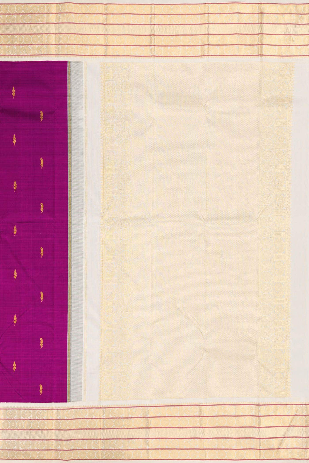 Pure Silk Pure Zari Magenta Dual Tone Kanchipuram Saree