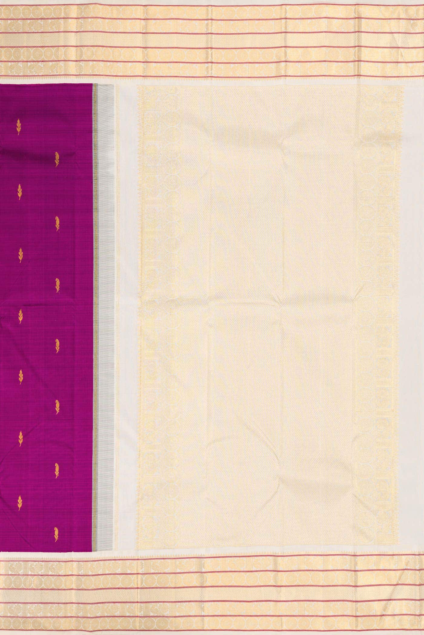 Pure Silk Pure Zari Magenta Dual Tone Kanchipuram Saree