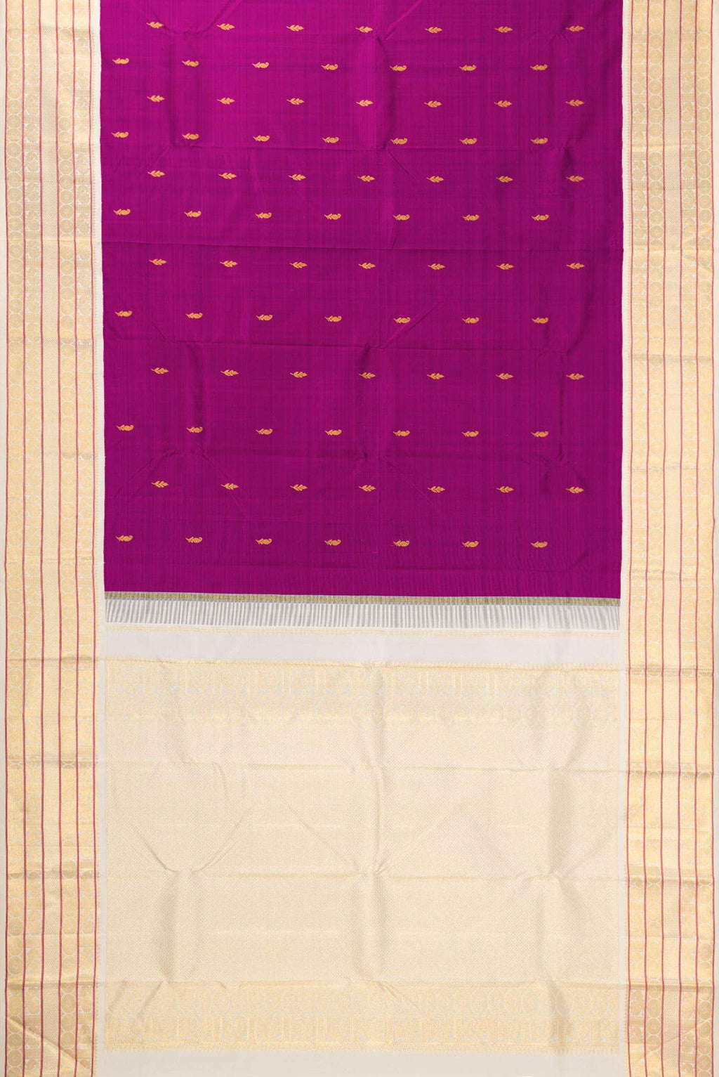 Pure Silk Pure Zari Magenta Dual Tone Kanchipuram Saree