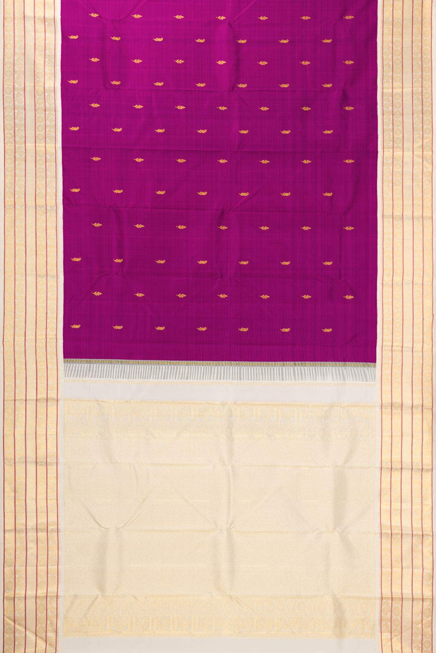 Pure Silk Pure Zari Magenta Dual Tone Kanchipuram Saree