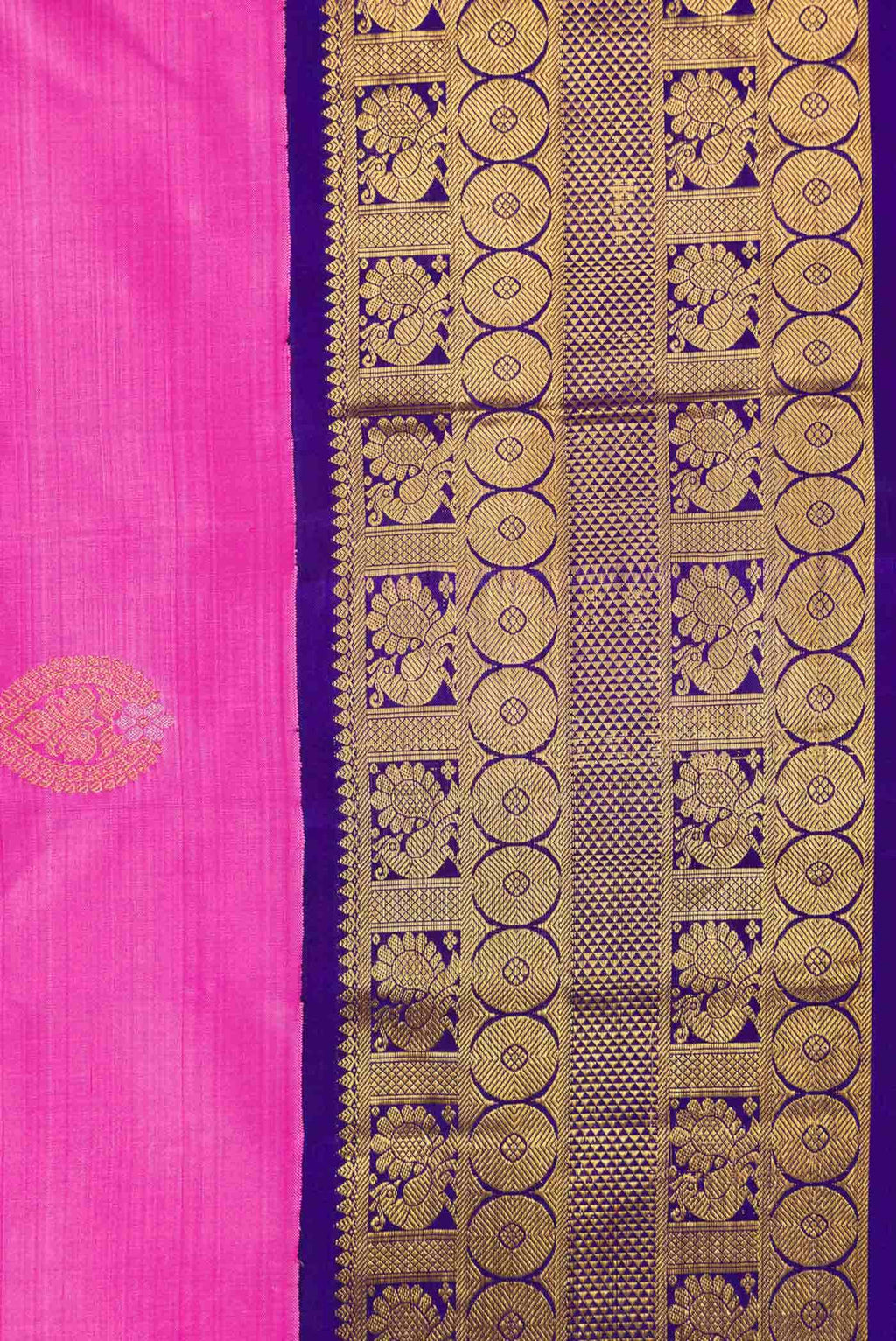 Pure Silk Pure Zari Pink Dual Tone Kanchipuram Saree