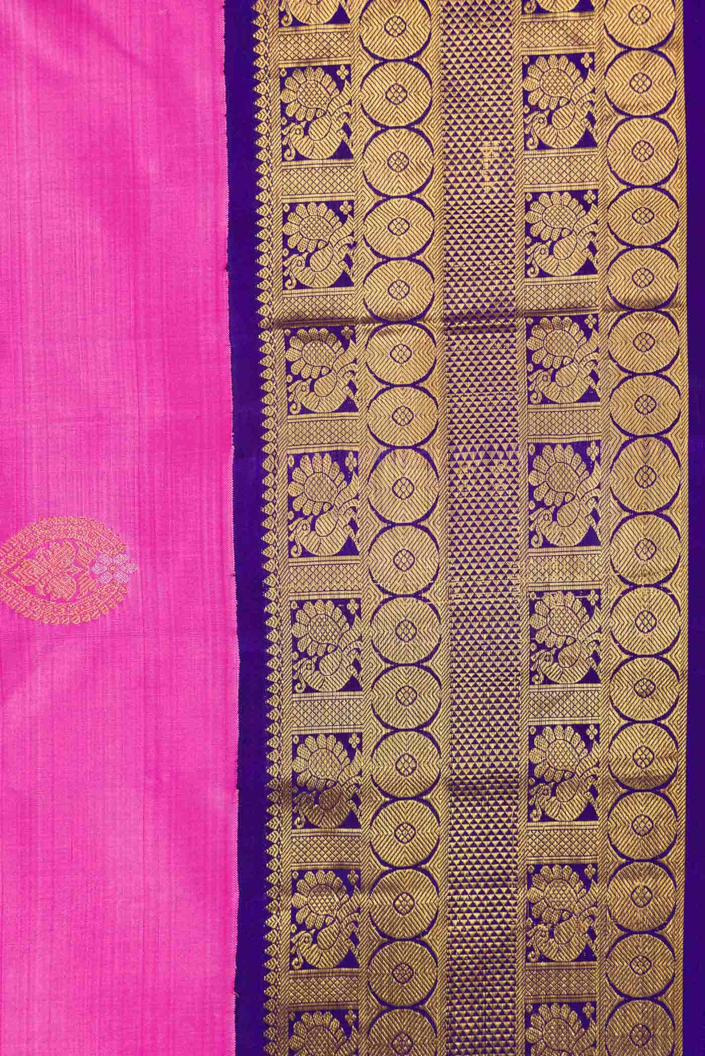 Pure Silk Pure Zari Pink Dual Tone Kanchipuram Saree