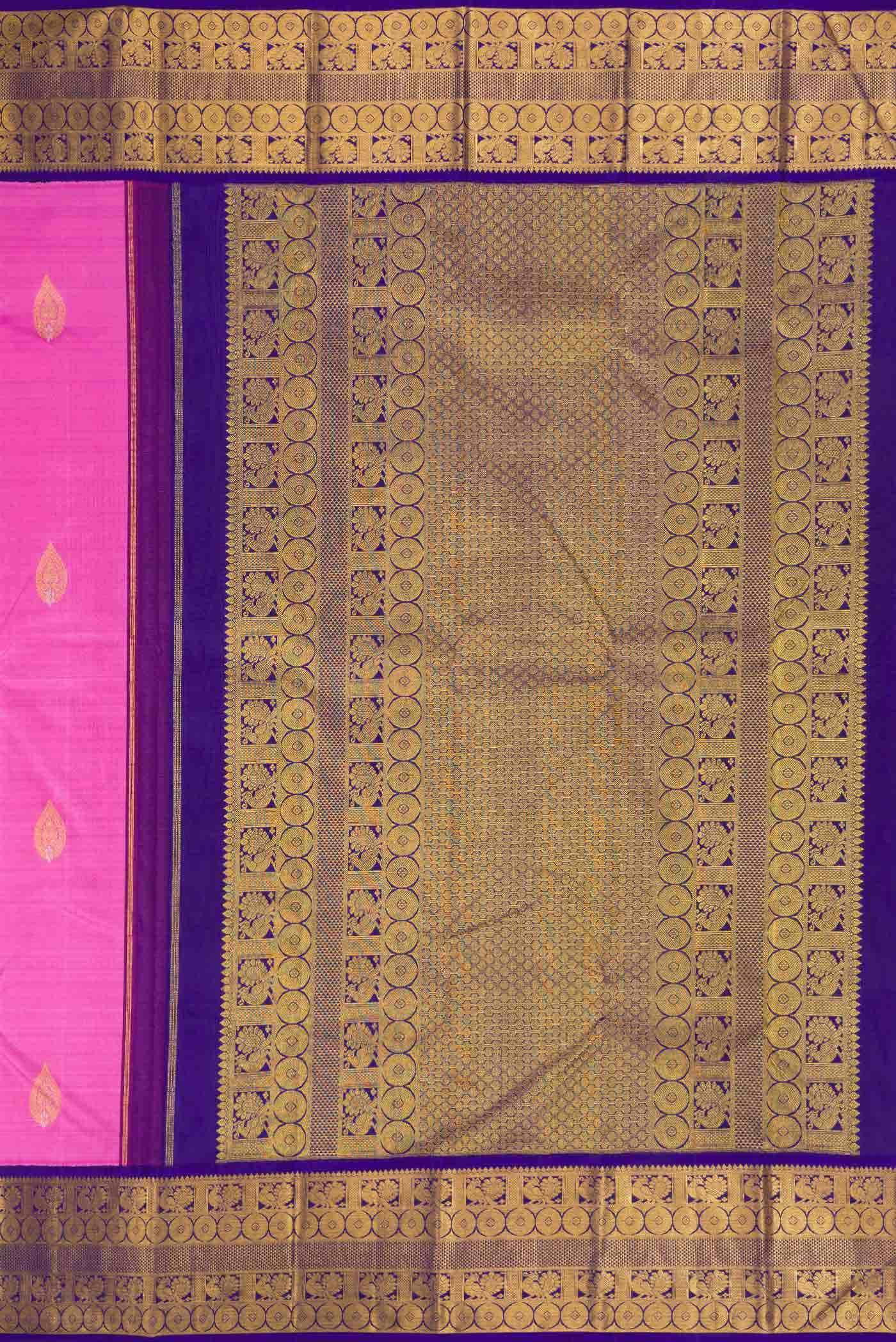 Pure Silk Pure Zari Pink Dual Tone Kanchipuram Saree